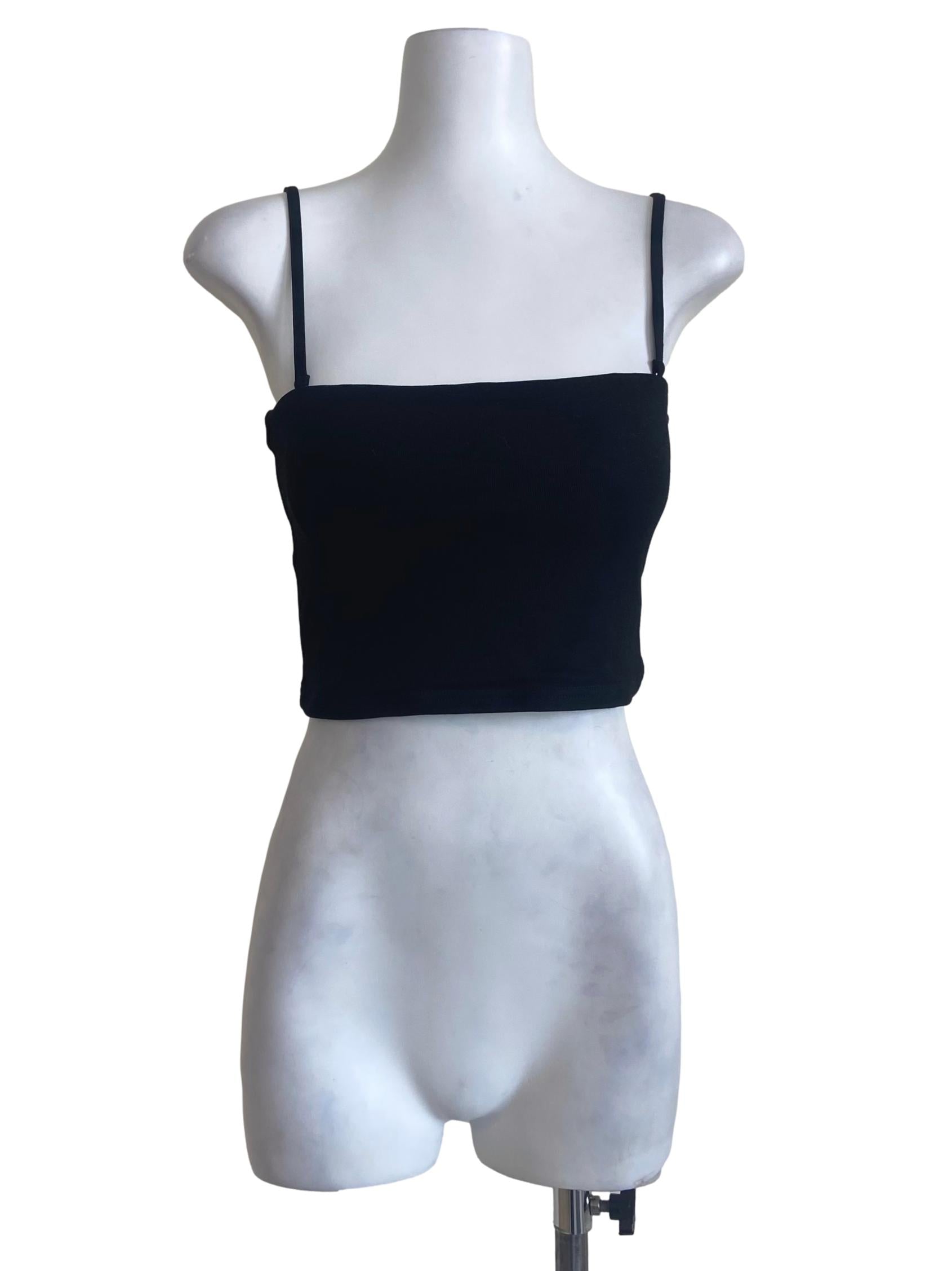 Black Spaghetti Strap Crop Top