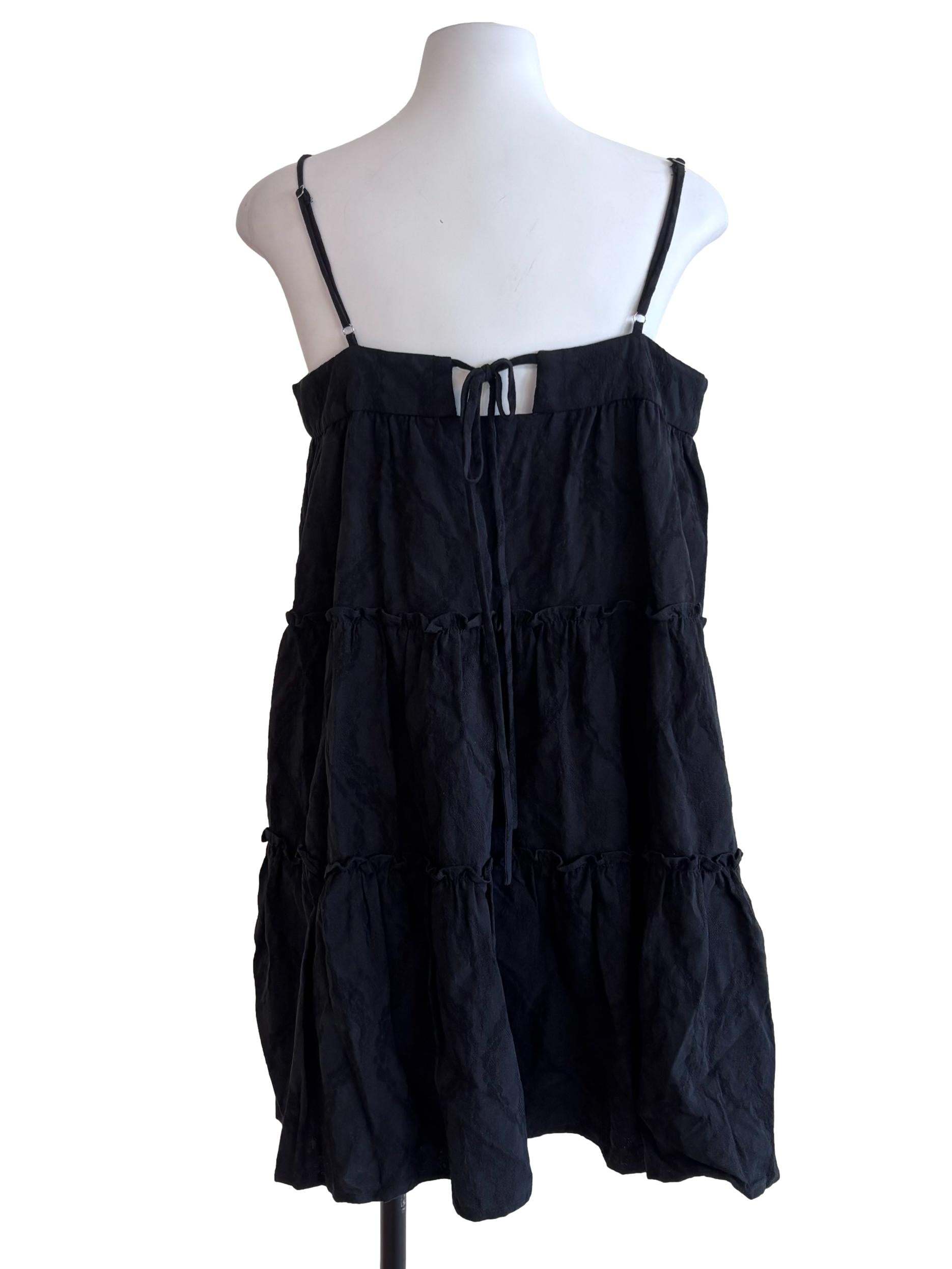Onyx Black Tiered Mini Dress