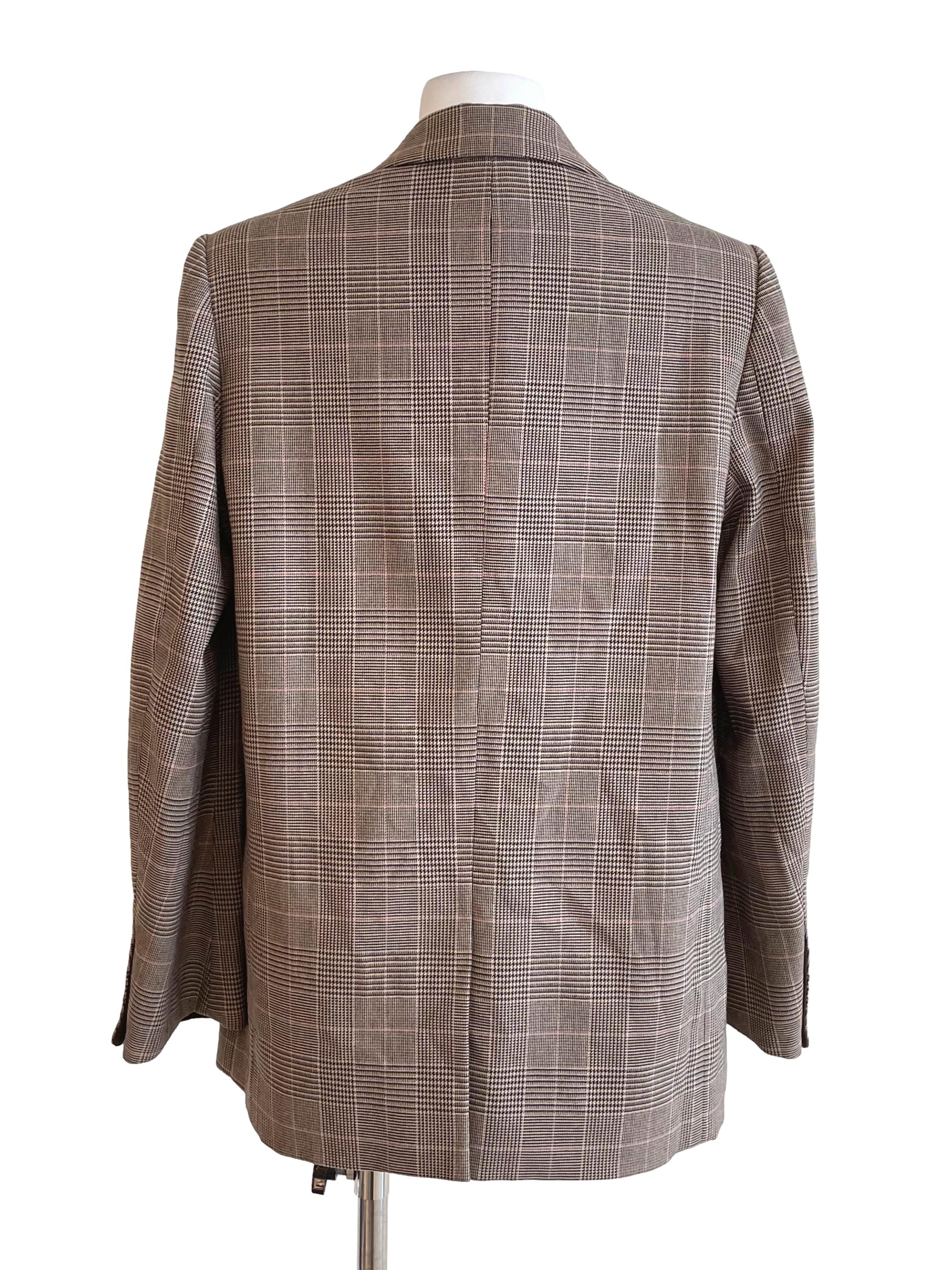 Light Coffee Houndstooth Single Breasted Blazer