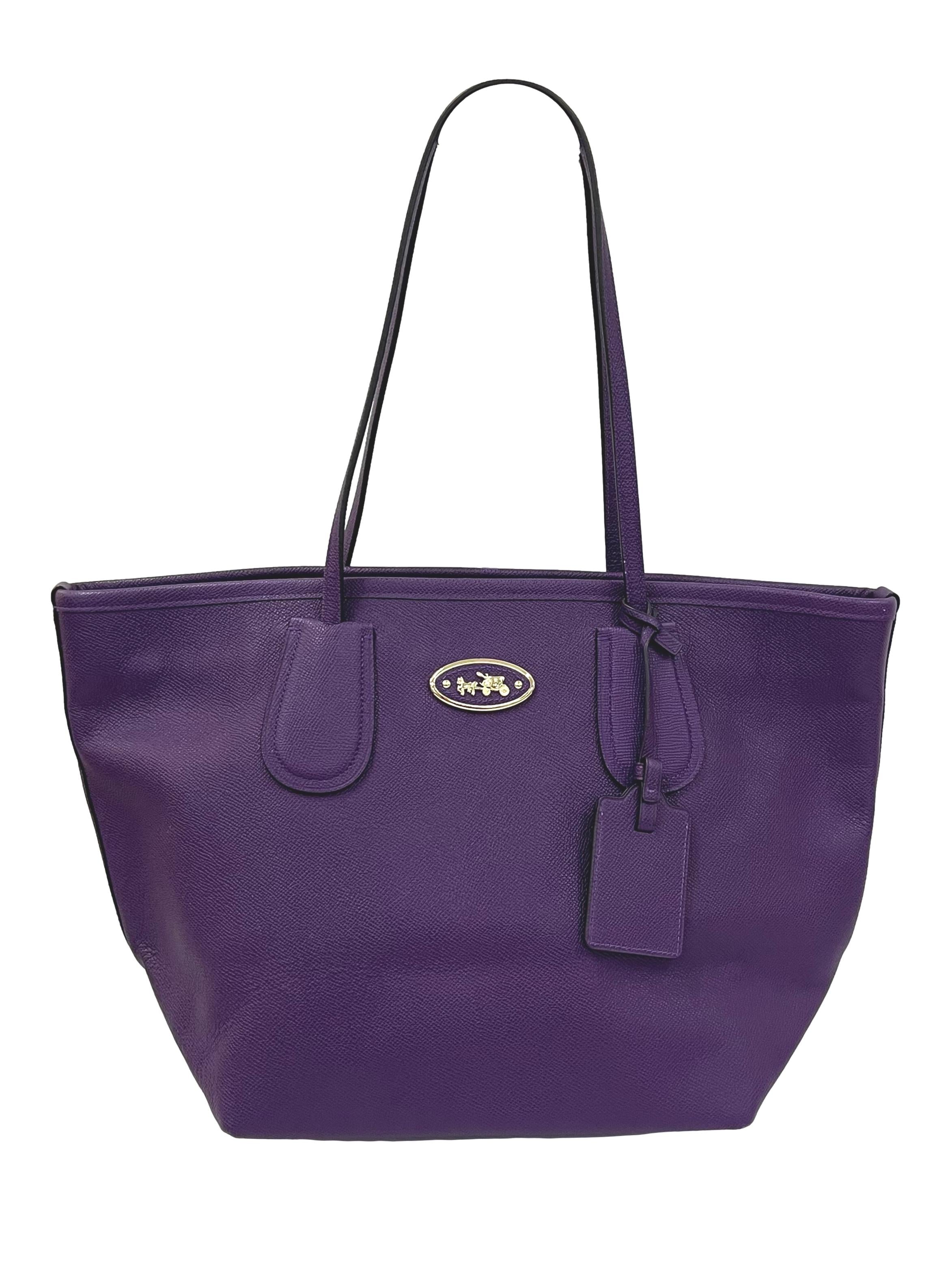 Purple Crossgrain Taxi Zip Tote Bag