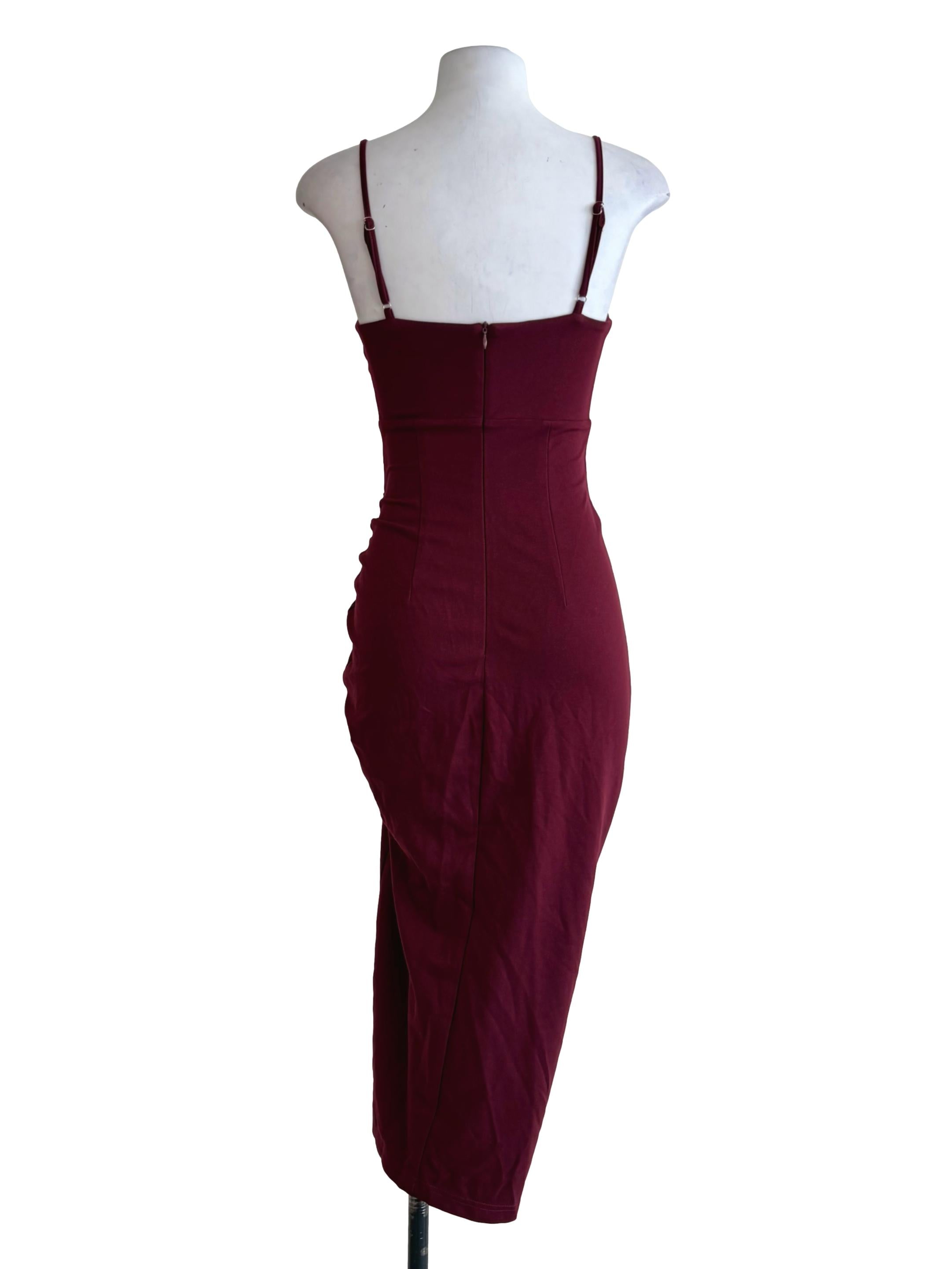 Maroon Red Side Ruched Body-Con Dress