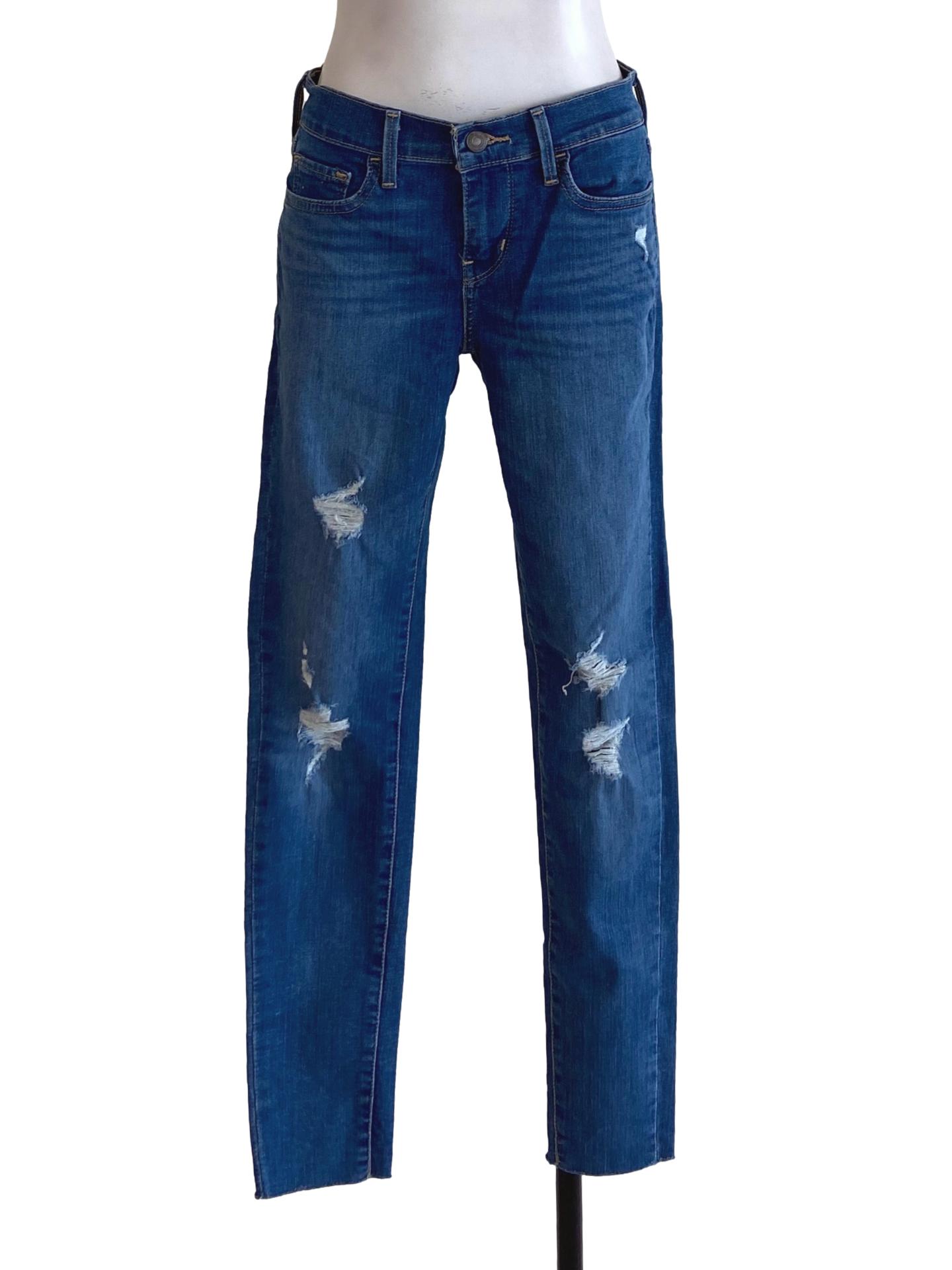 Blue Distressed Skinny Jeans