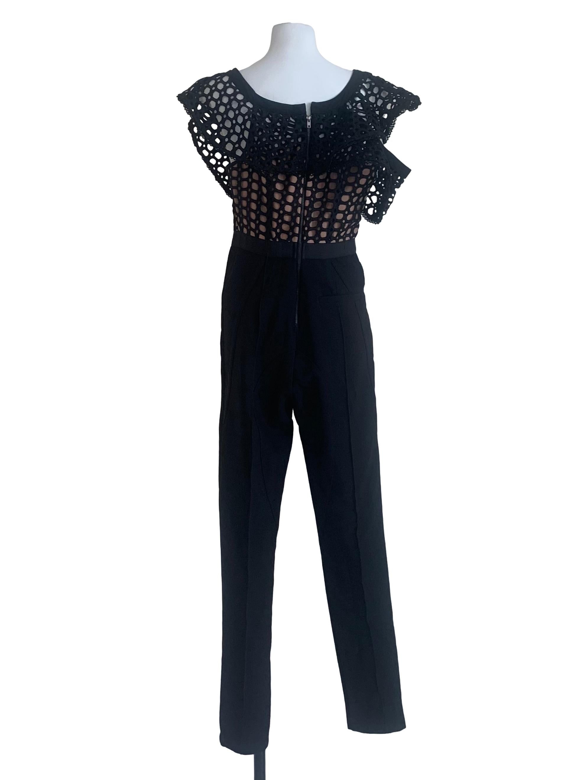 Midnight Black Laced Pattern Jumpsuit