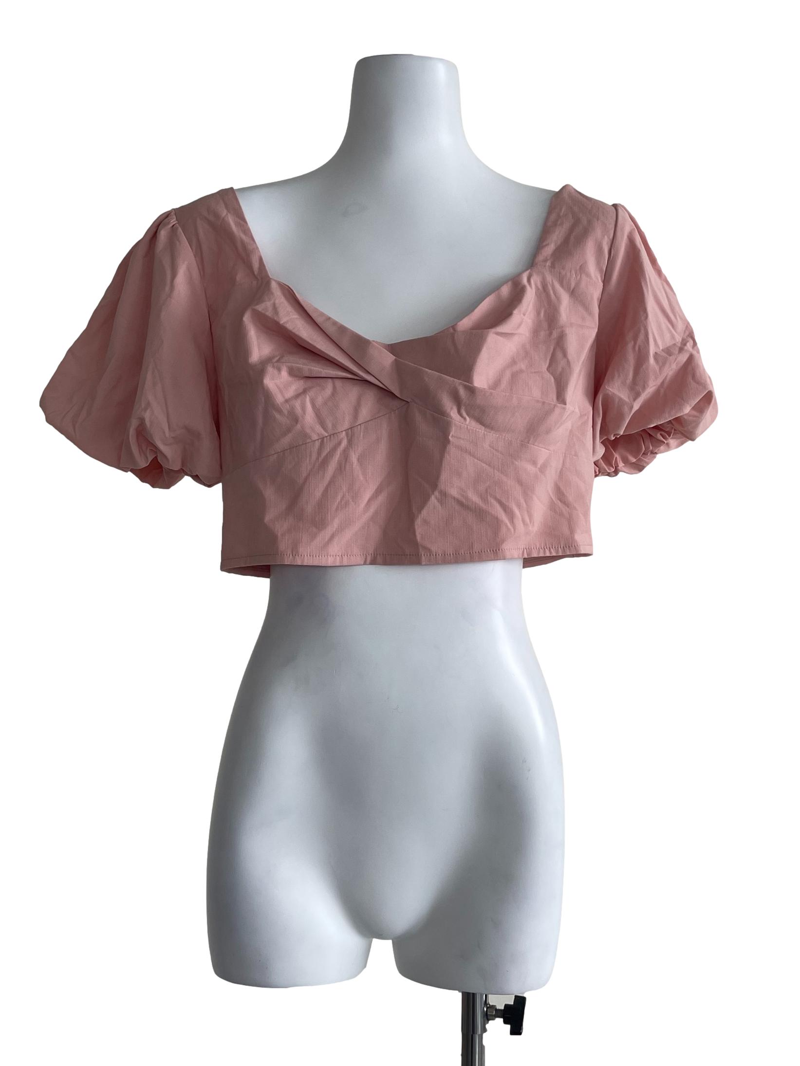 Pastel Pink Puff Crop Top