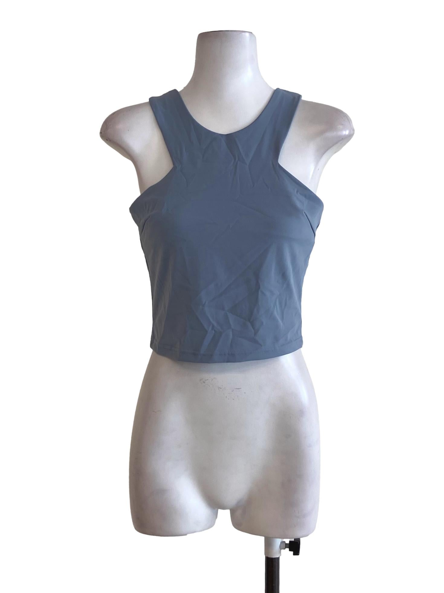 Sky Blue Sleeveless Crop Top