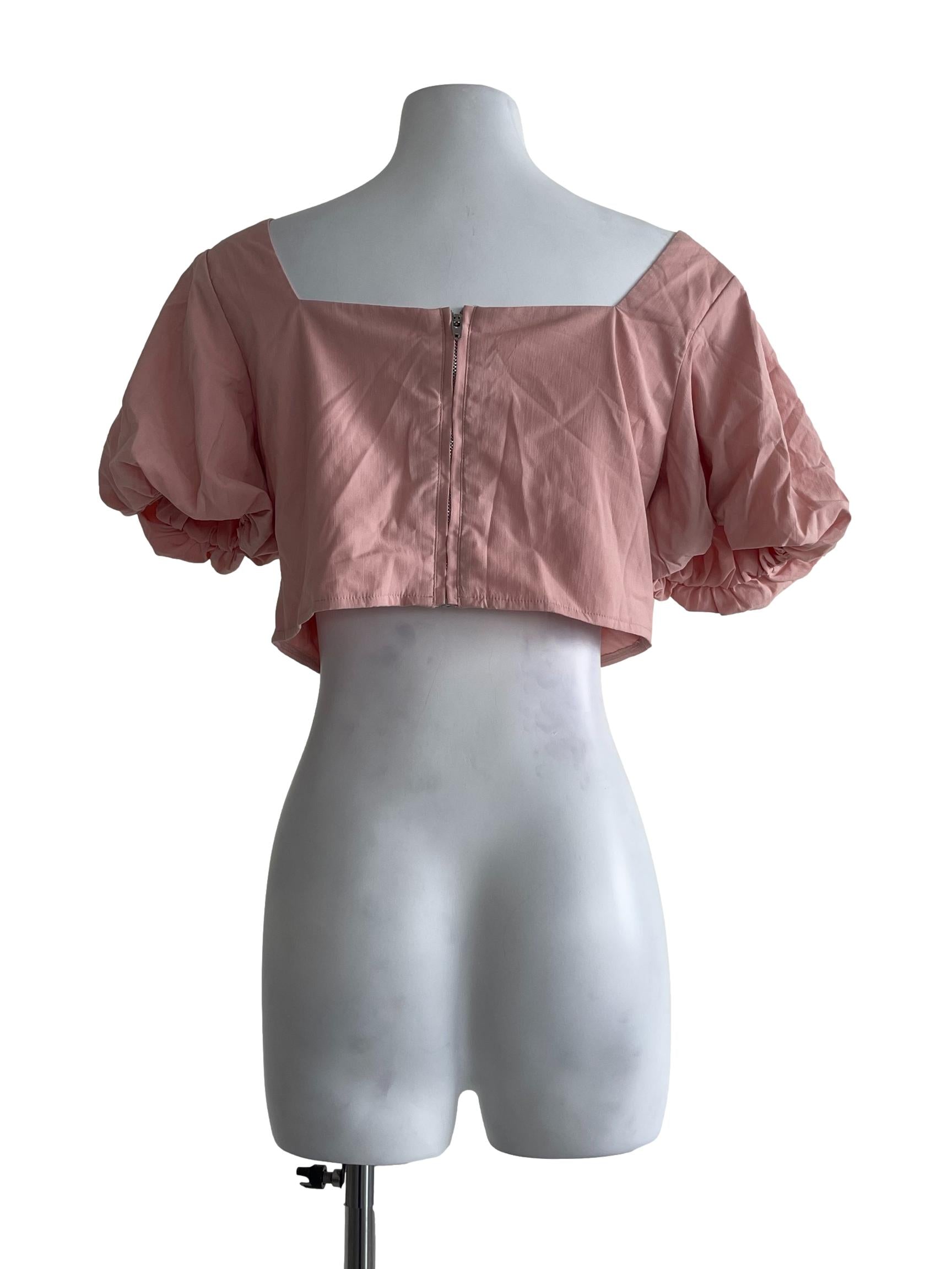 Pastel Pink Puff Crop Top
