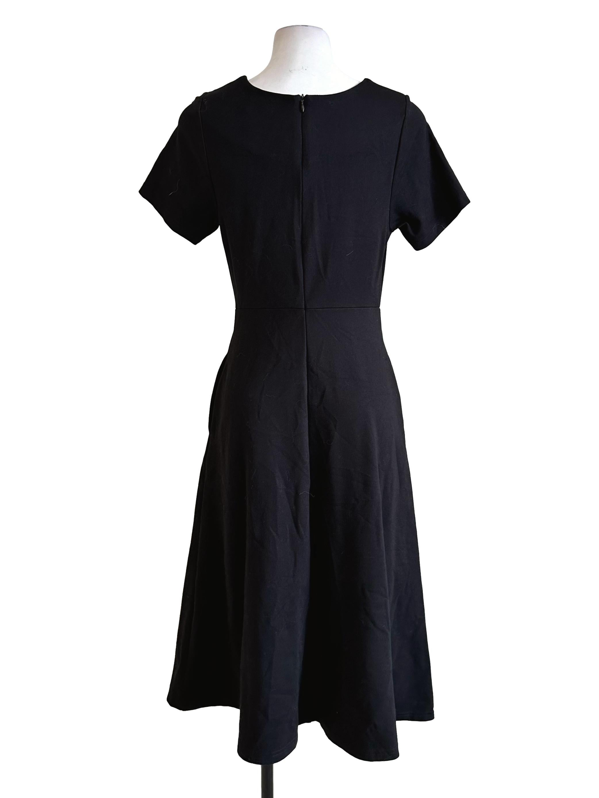 Black Square Neck Midi Dress