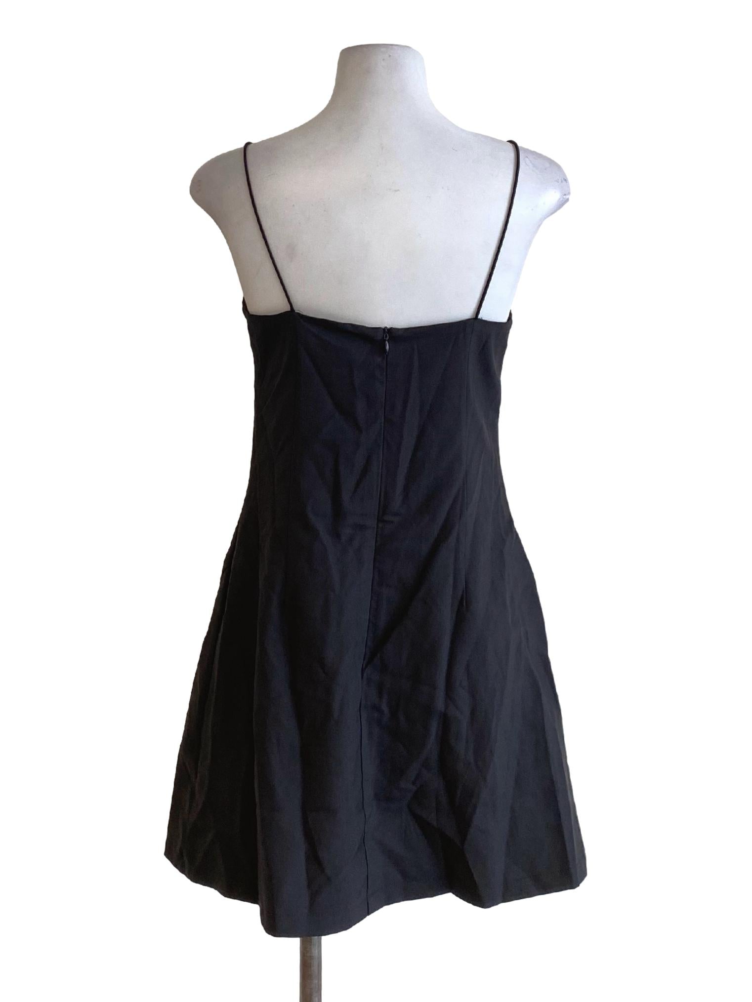 Ebony Black Spaghetti Strap A-Line Dress