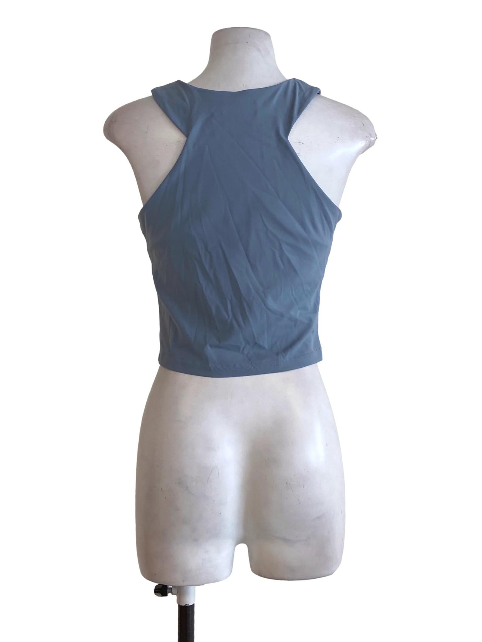 Sky Blue Sleeveless Crop Top