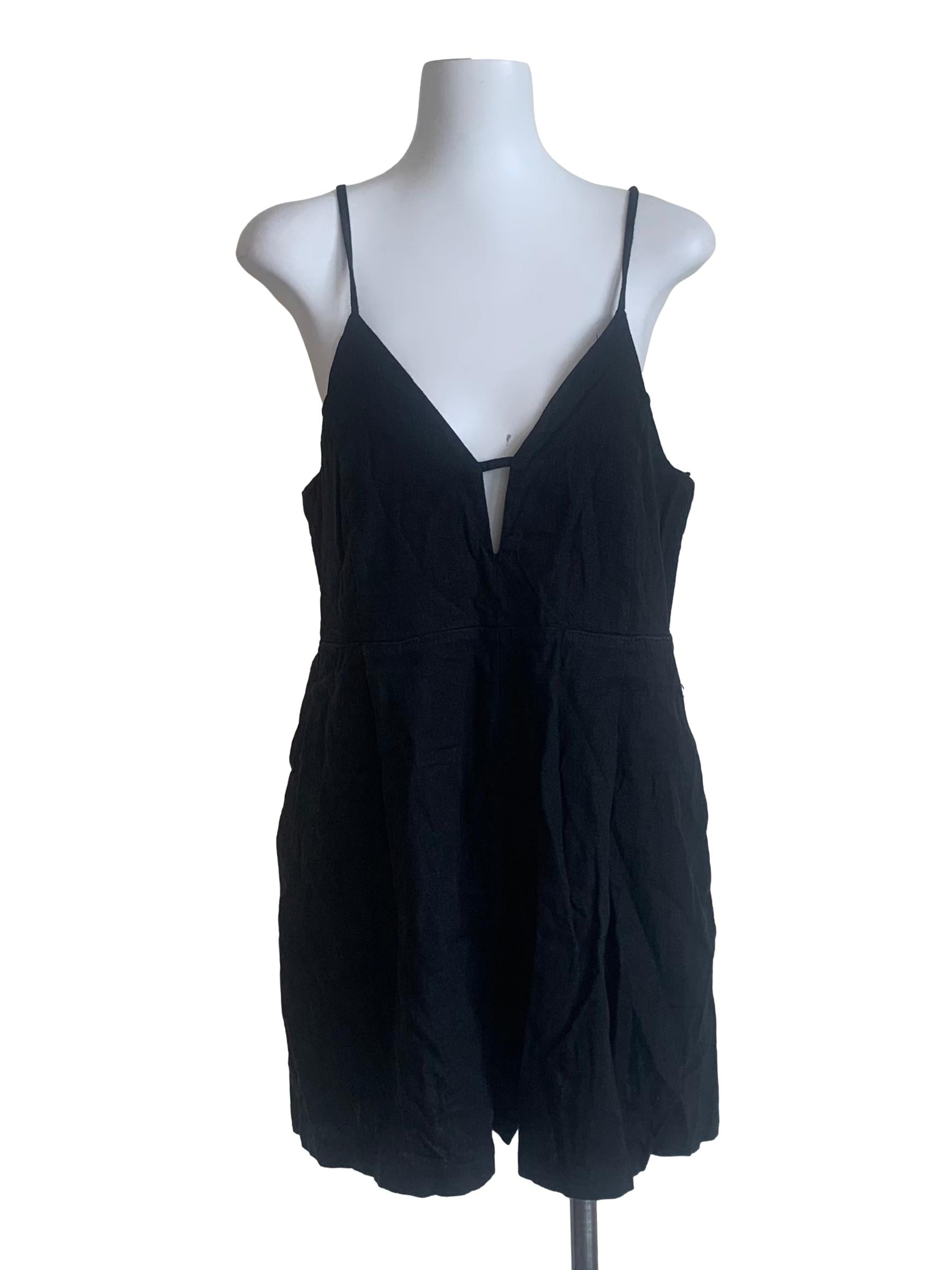 Ebony Black Spaghetti Strap Romper