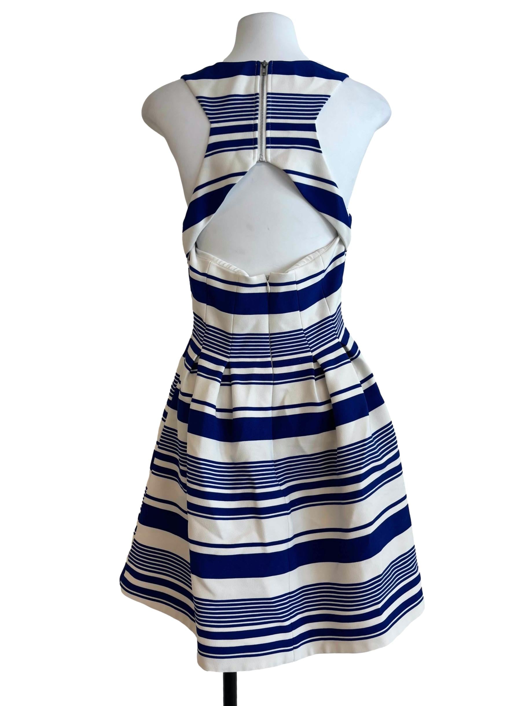 Cobalt Blue And White Stripe A-Line Dress