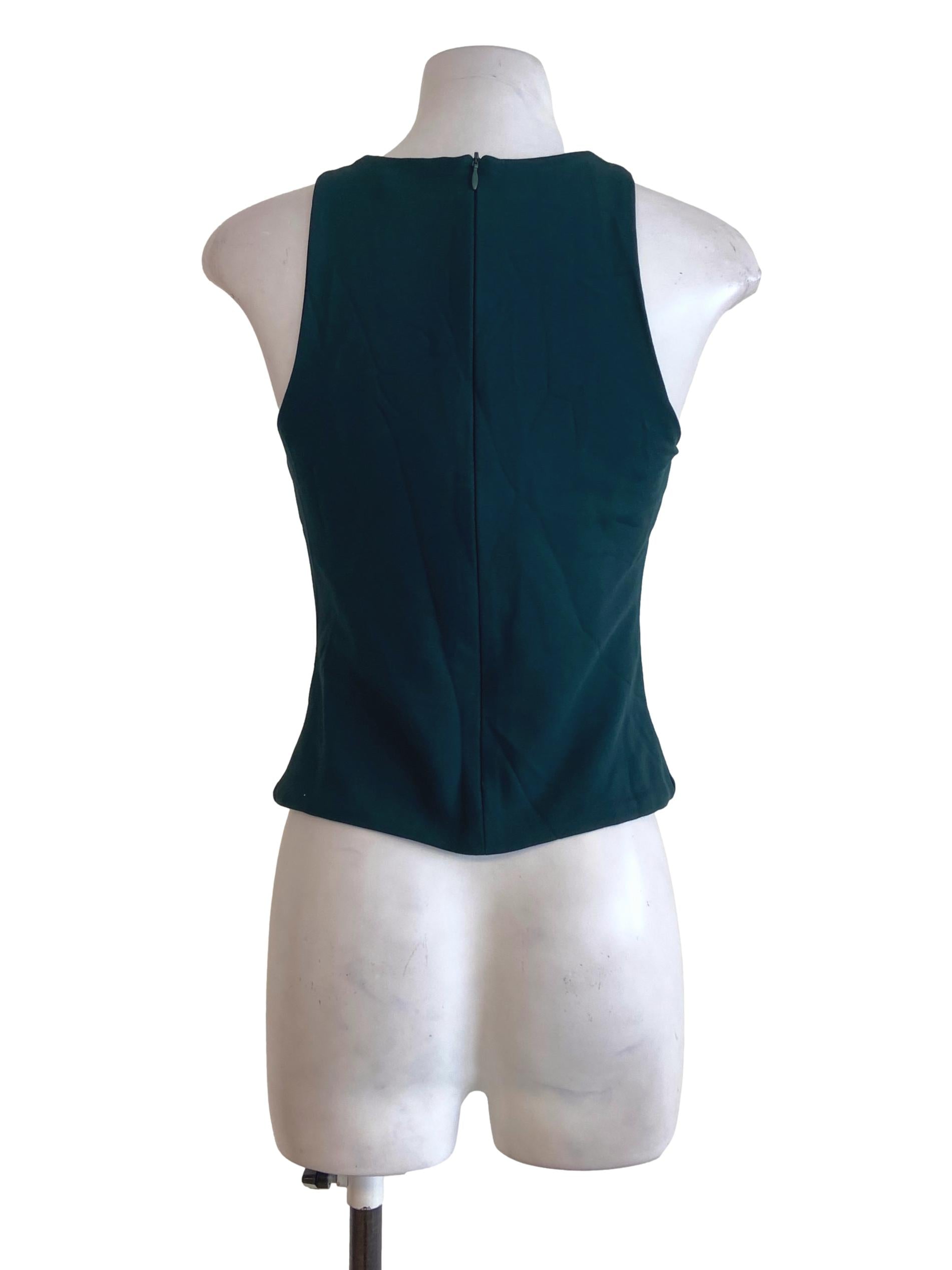 Pine Green Sleeveless Stretchable Crop Top