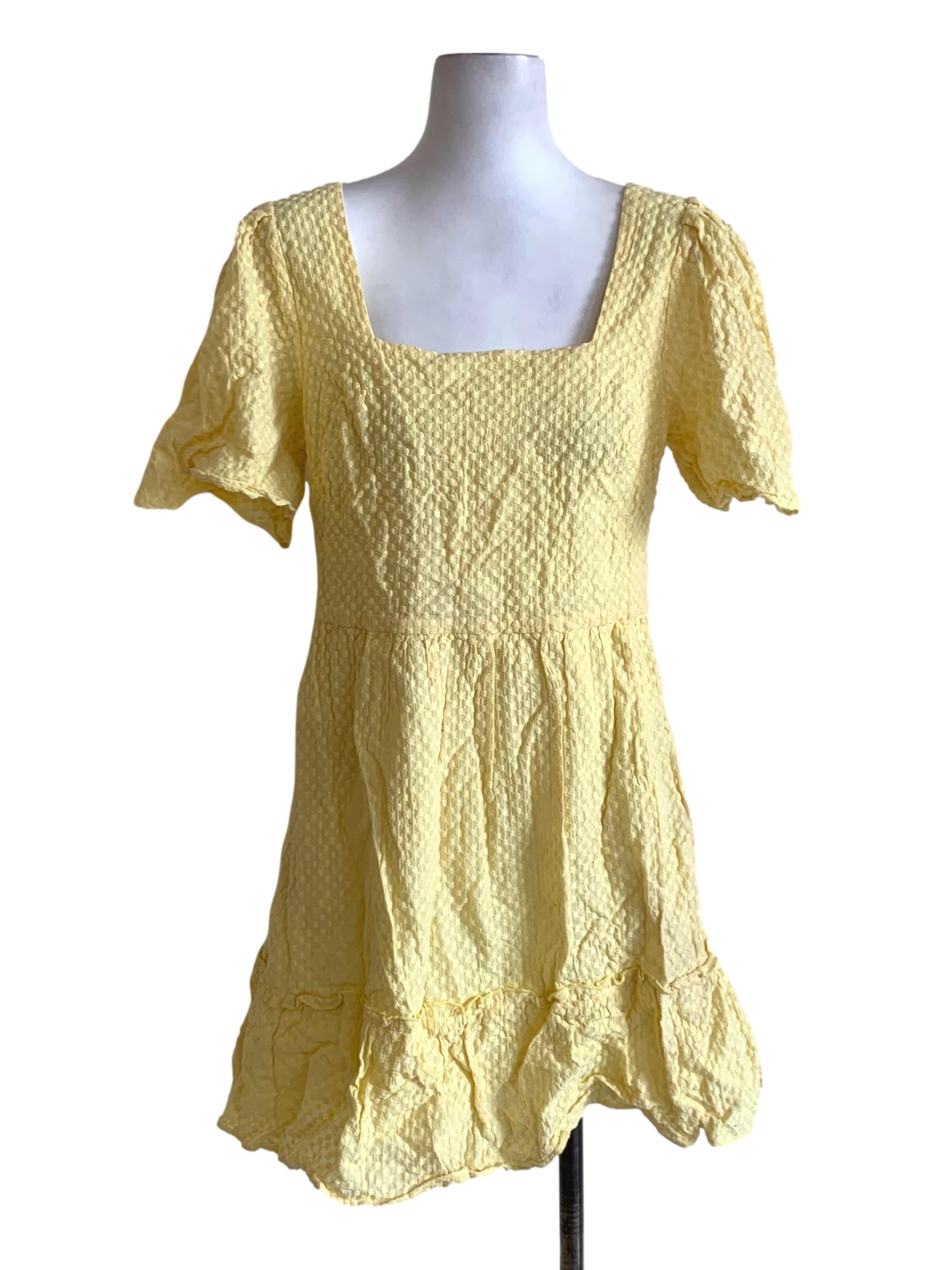 Butter Yellow Polka Dot Empire Dress