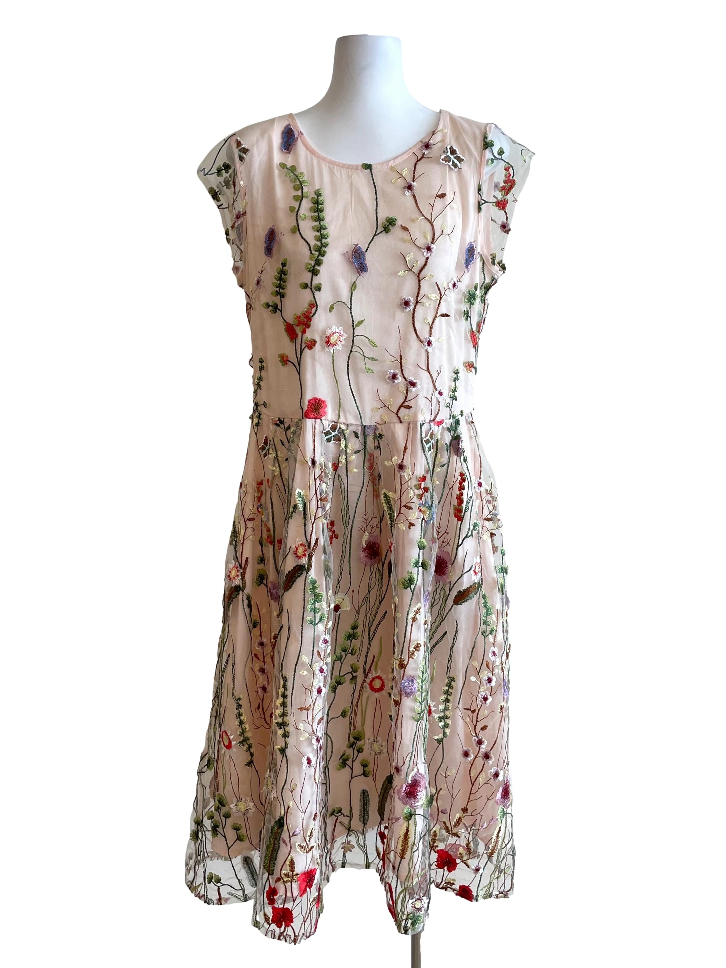 Light Cantaloupe Embroidery Bouffant Dress