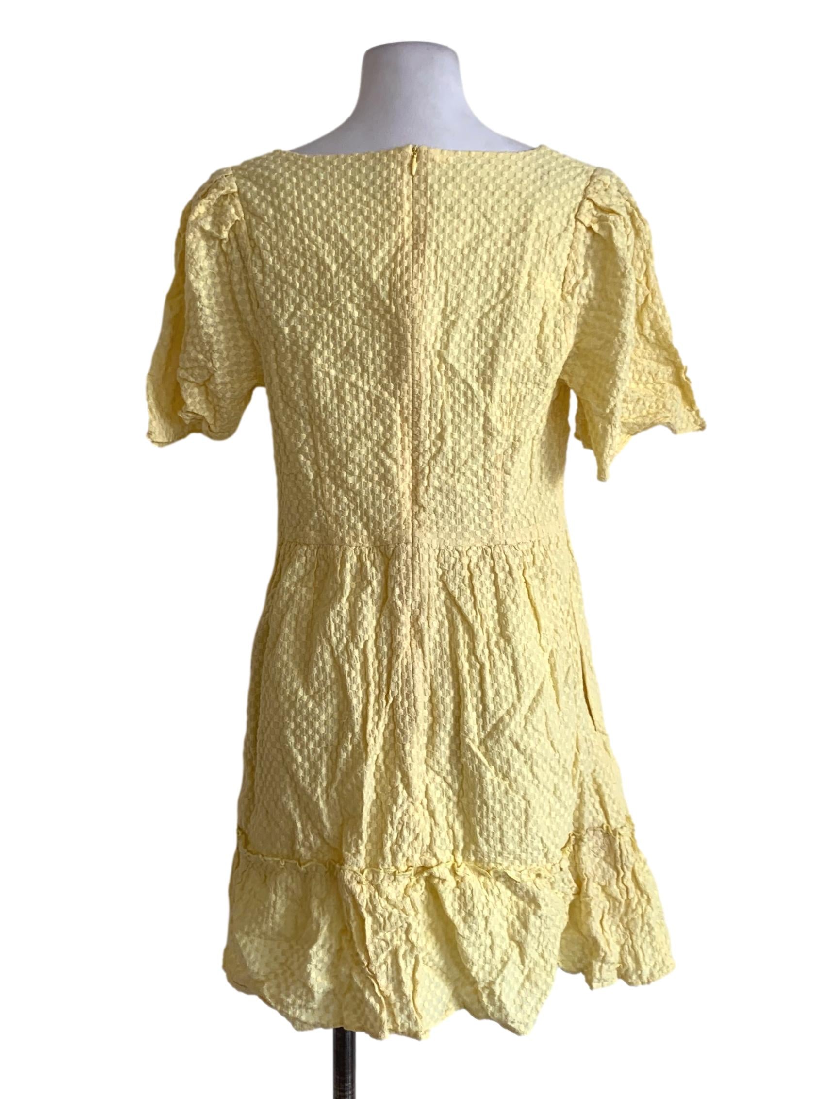 Butter Yellow Polka Dot Empire Dress