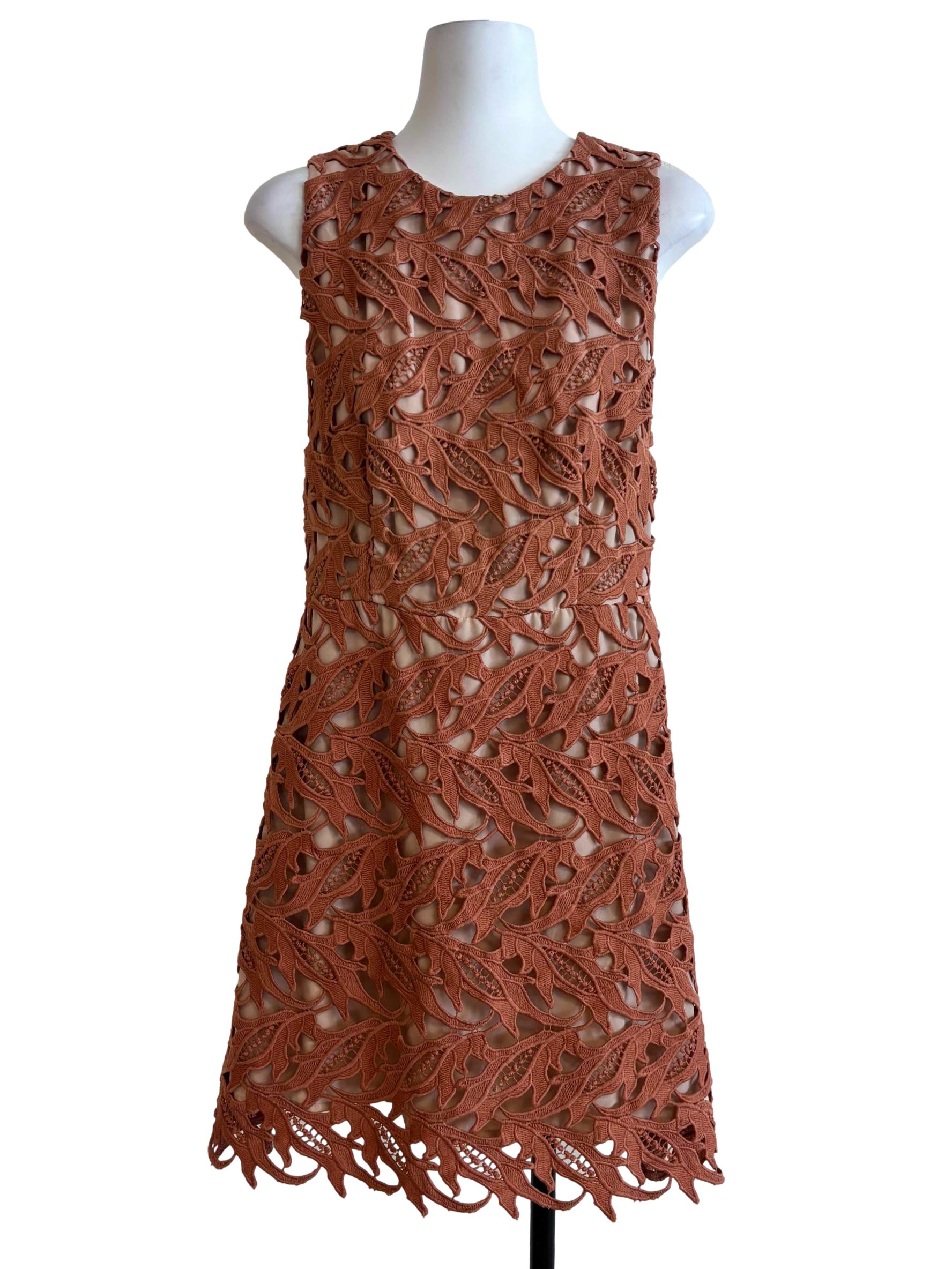 Apricot Orange Eyelet A-Line Dress