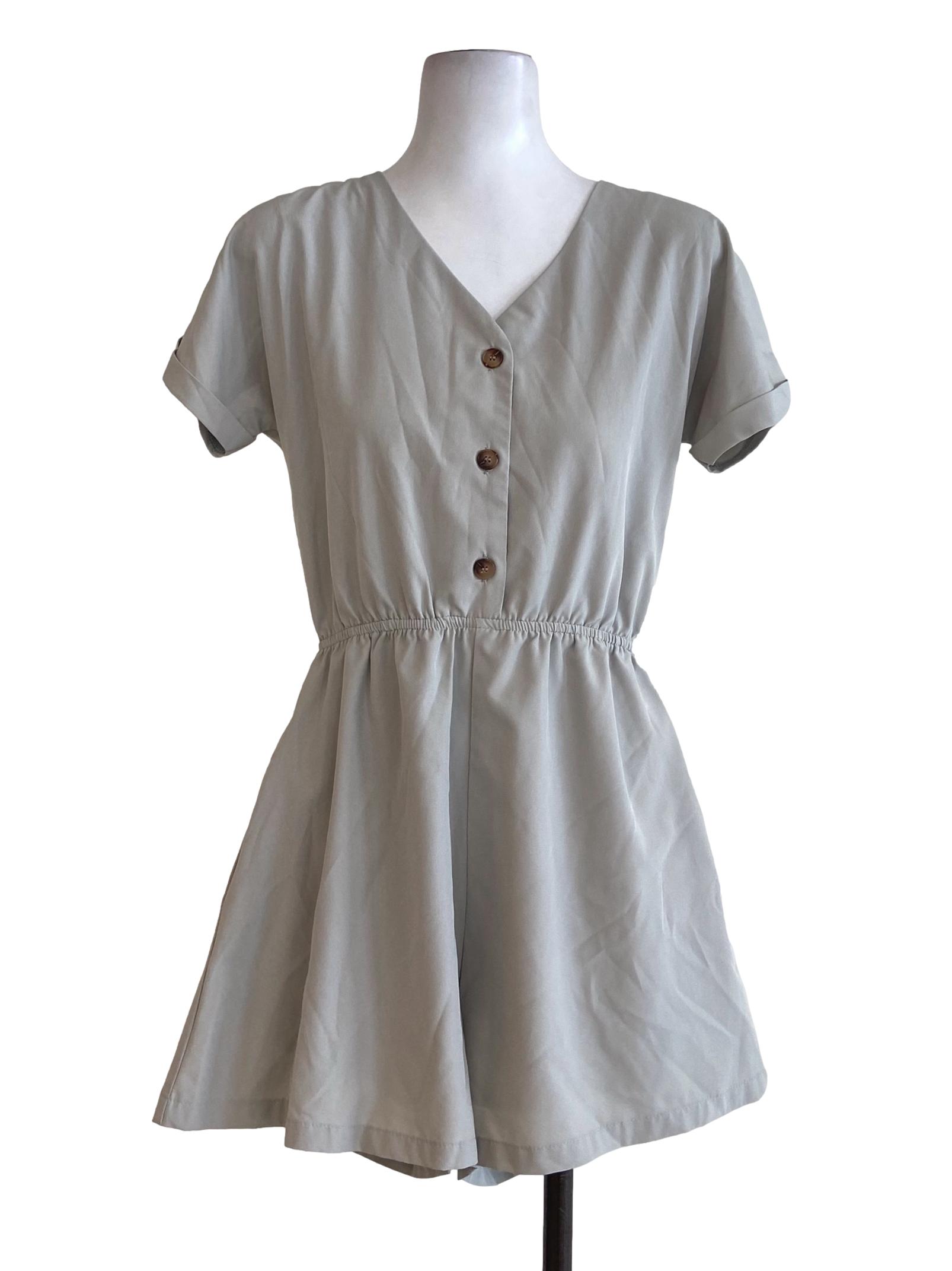 Mint Green Batwing Sleeve Half Button Rompers