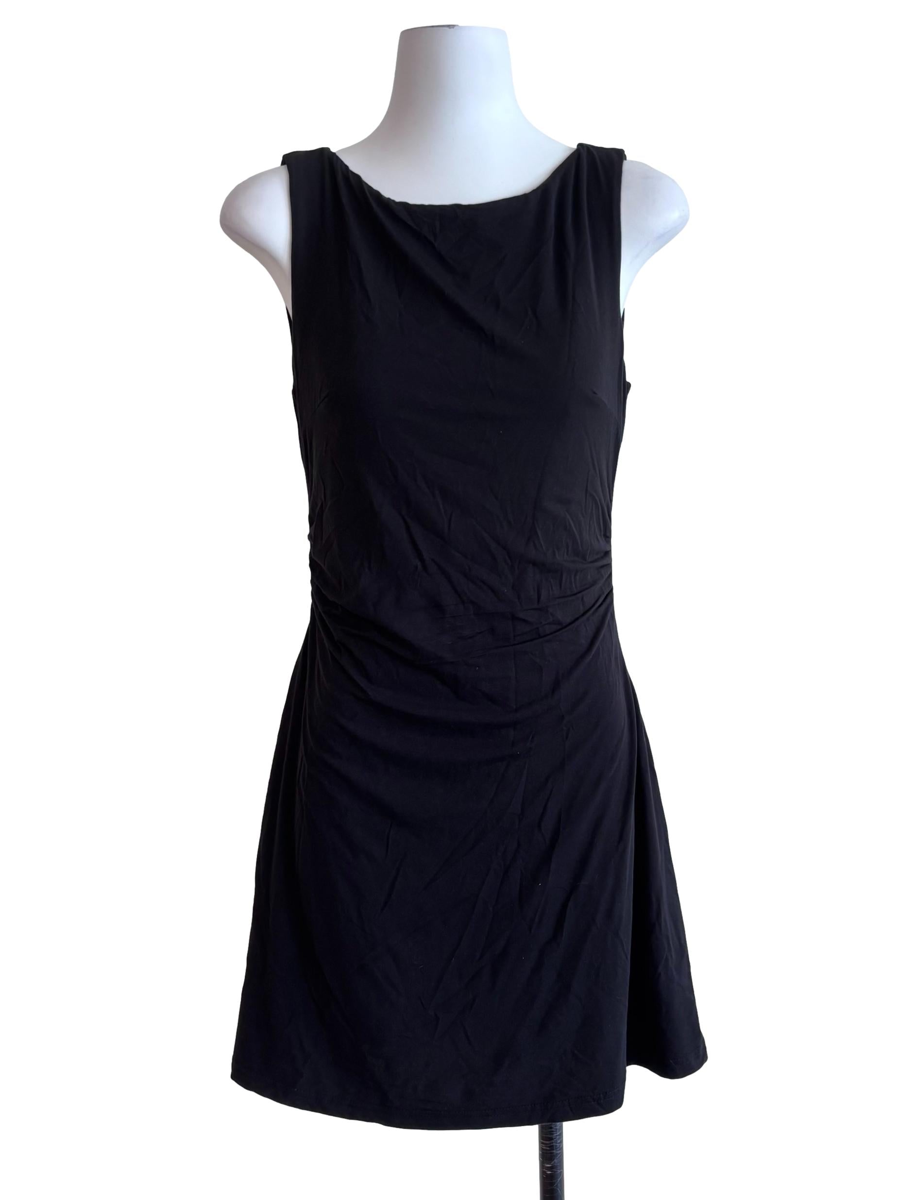Black Sabrina Neckline Mini Dress