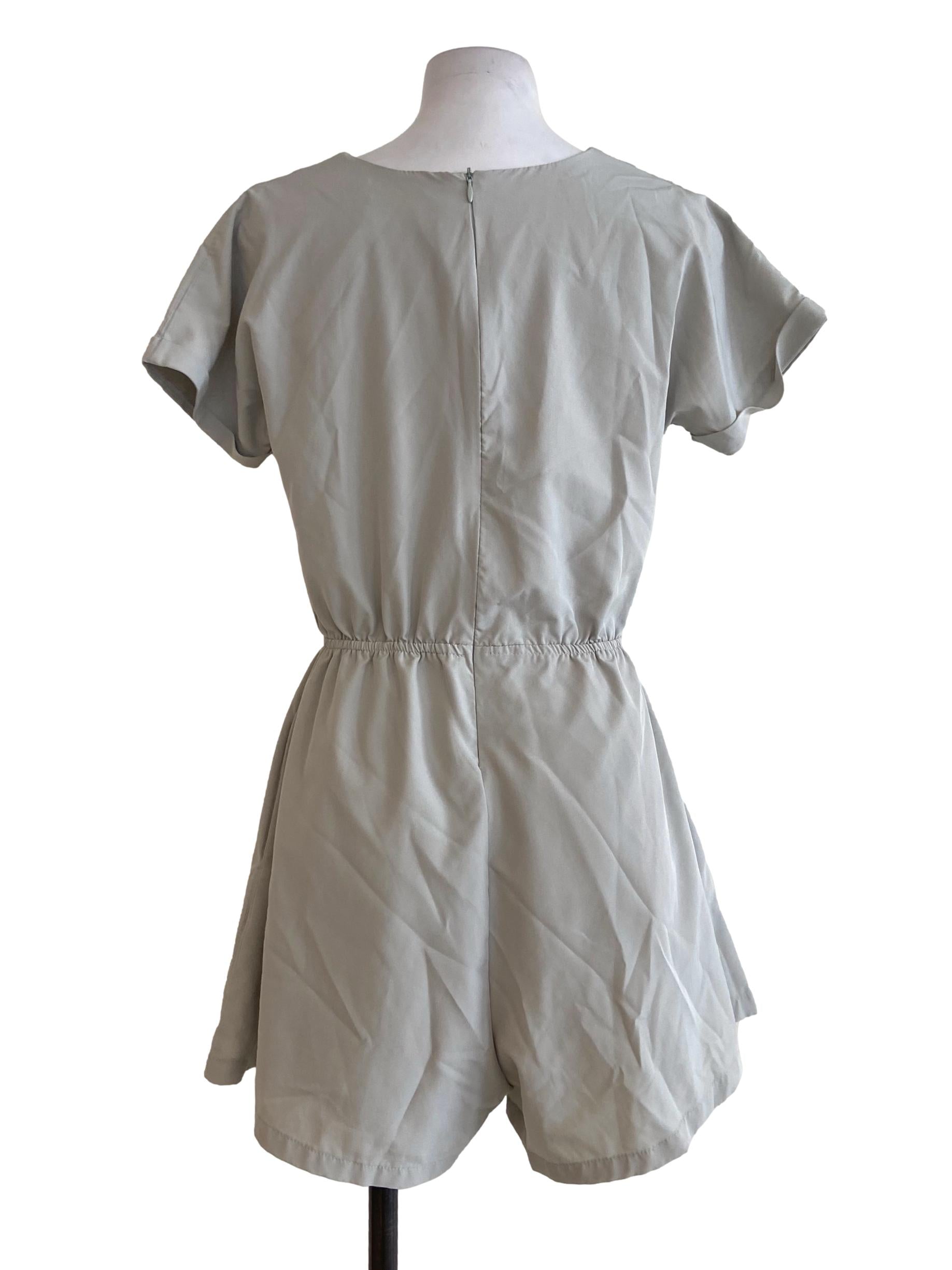Mint Green Batwing Sleeve Half Button Rompers