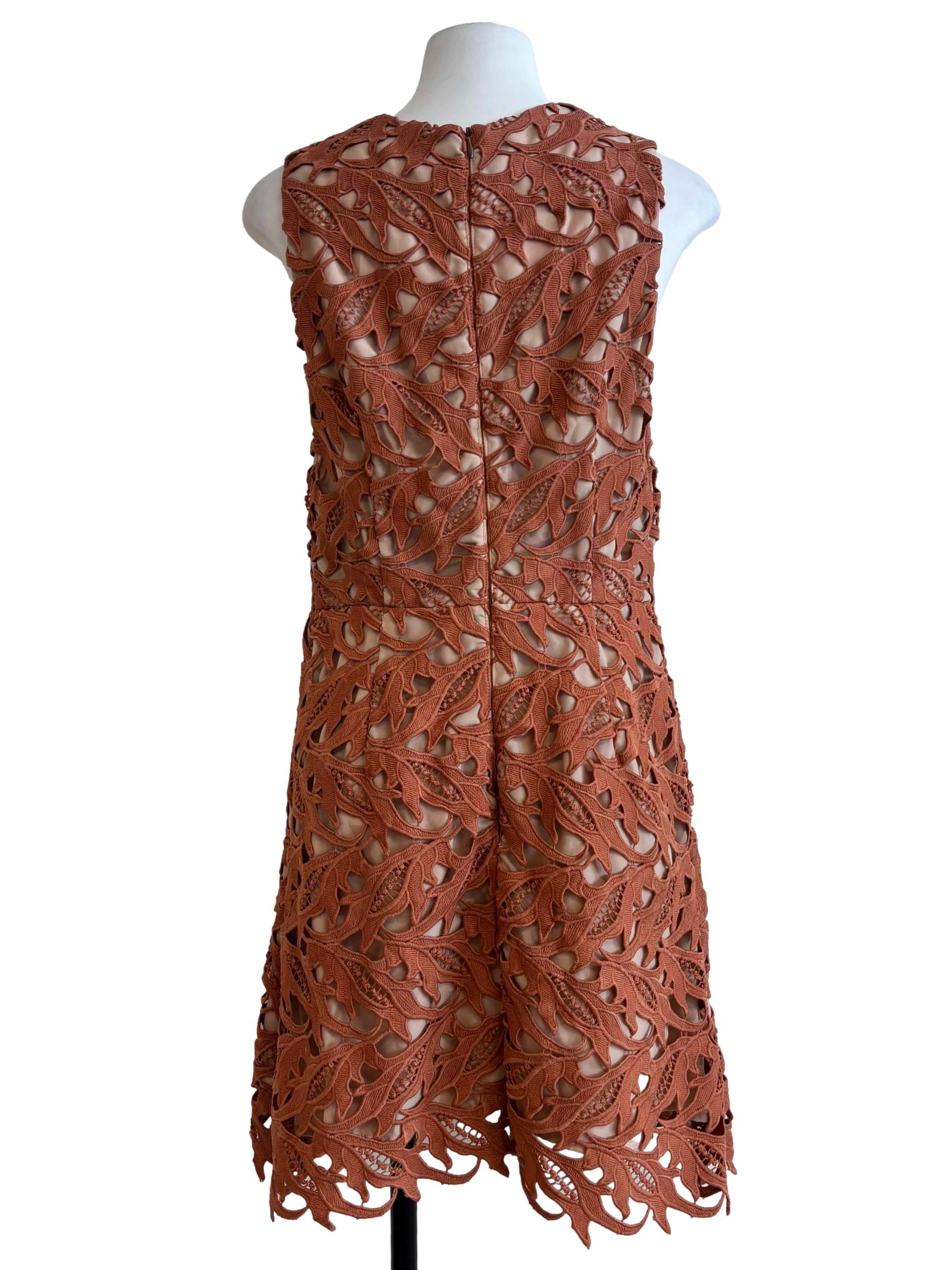 Apricot Orange Eyelet A-Line Dress