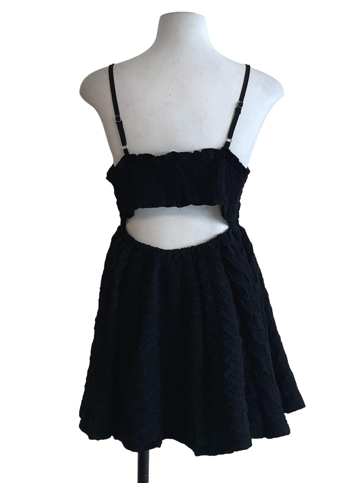 Black Floral A-Line Dress