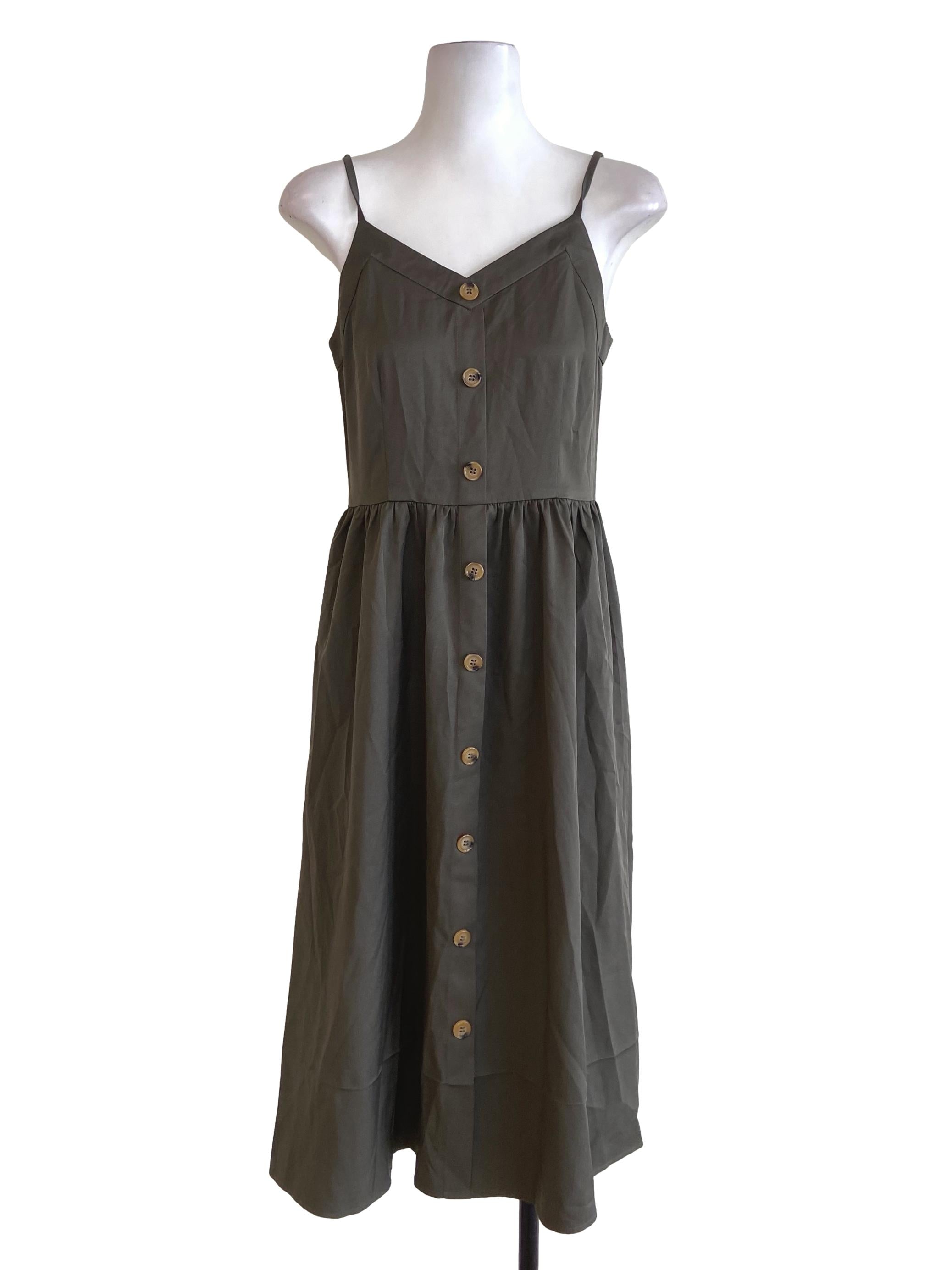 Ash Grey Spaghetti Strap Apron Dress