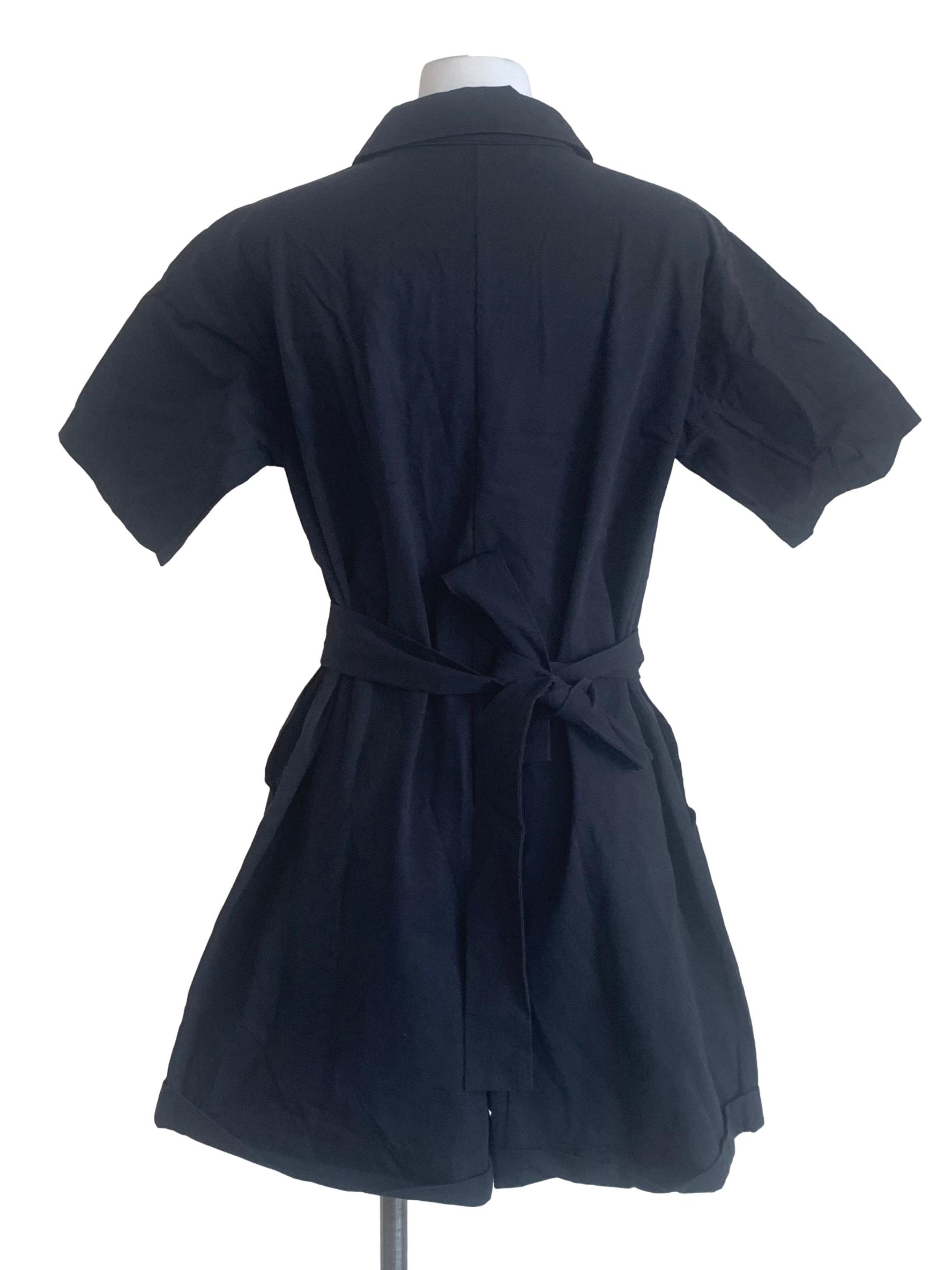 Blue Cotton Button-Down Romper OSN