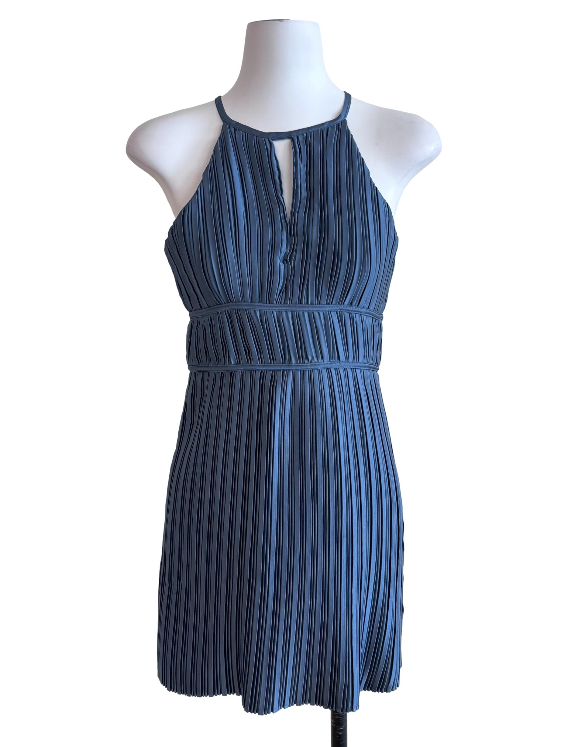 Aegean Blue Pleated Mini Dress