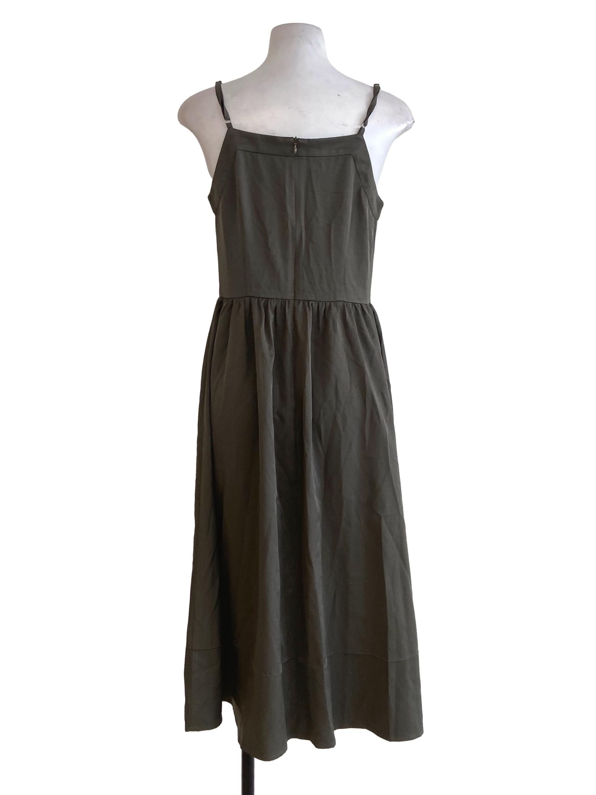 Ash Grey Spaghetti Strap Apron Dress