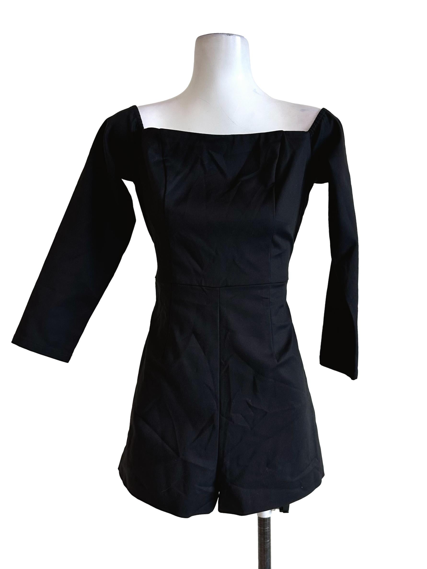 Black Long Sleeves Romper LB