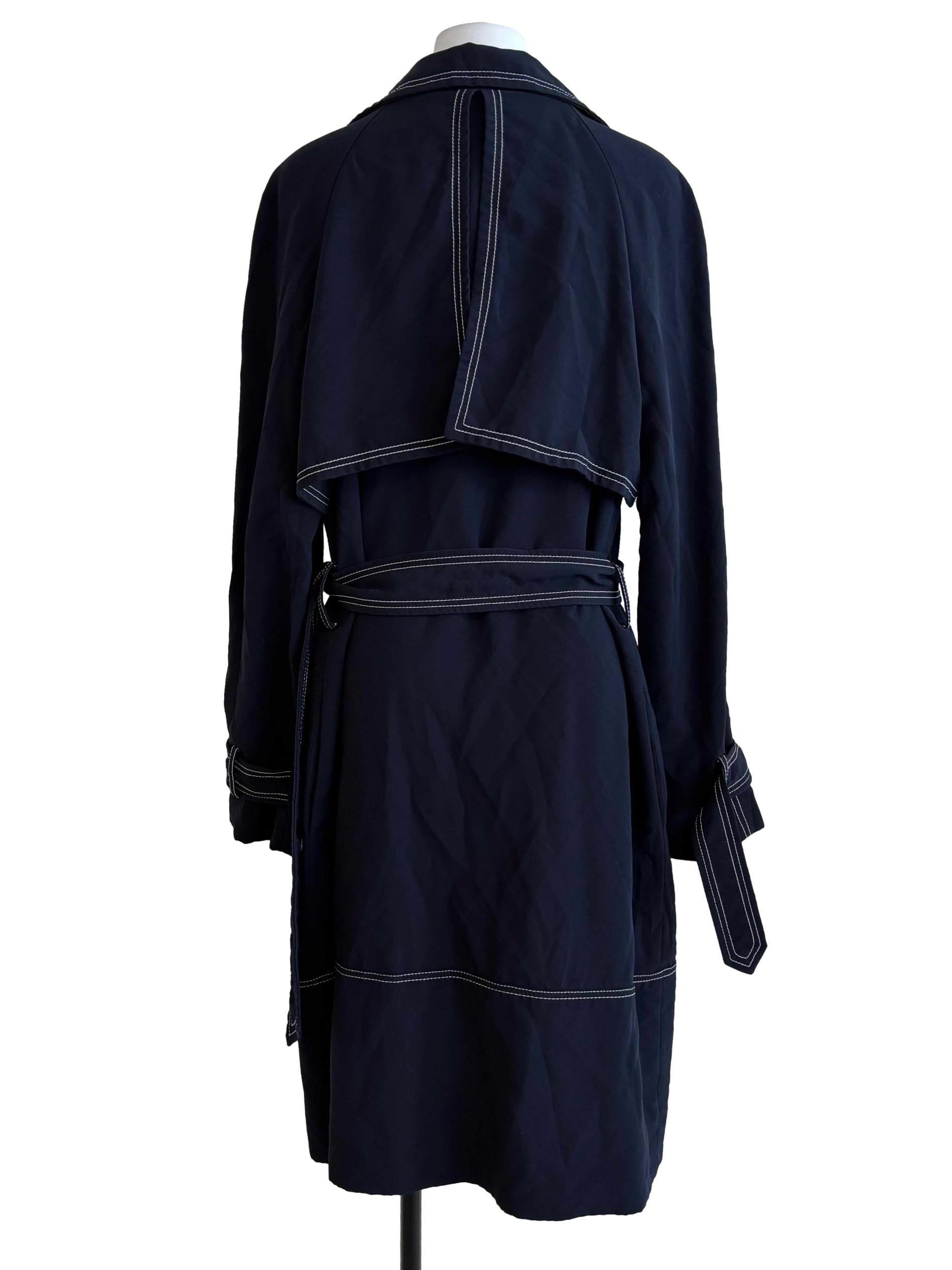 Blue Black Surplice Long Jacket