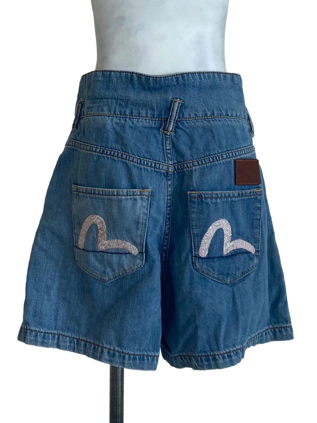 Blue Twill Highwaist Denim Shorts