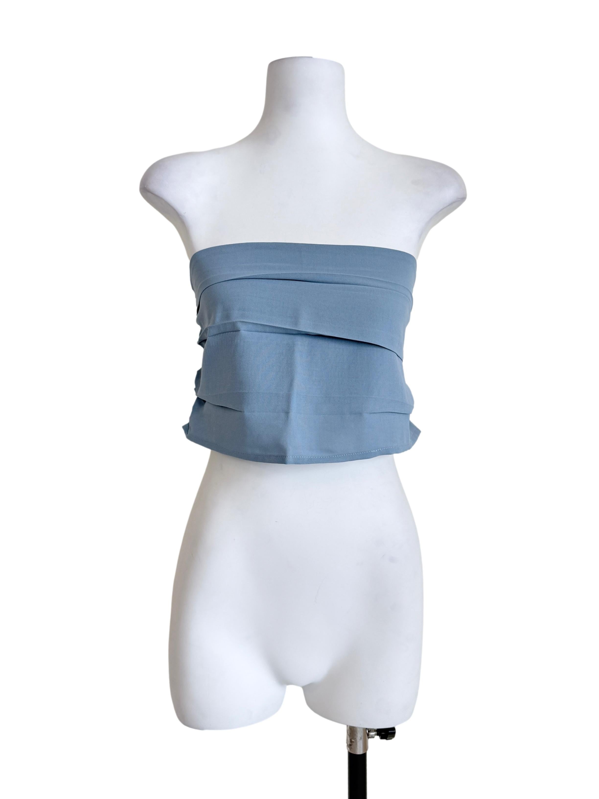 Blue Ellena Ruched Tube Top TTR