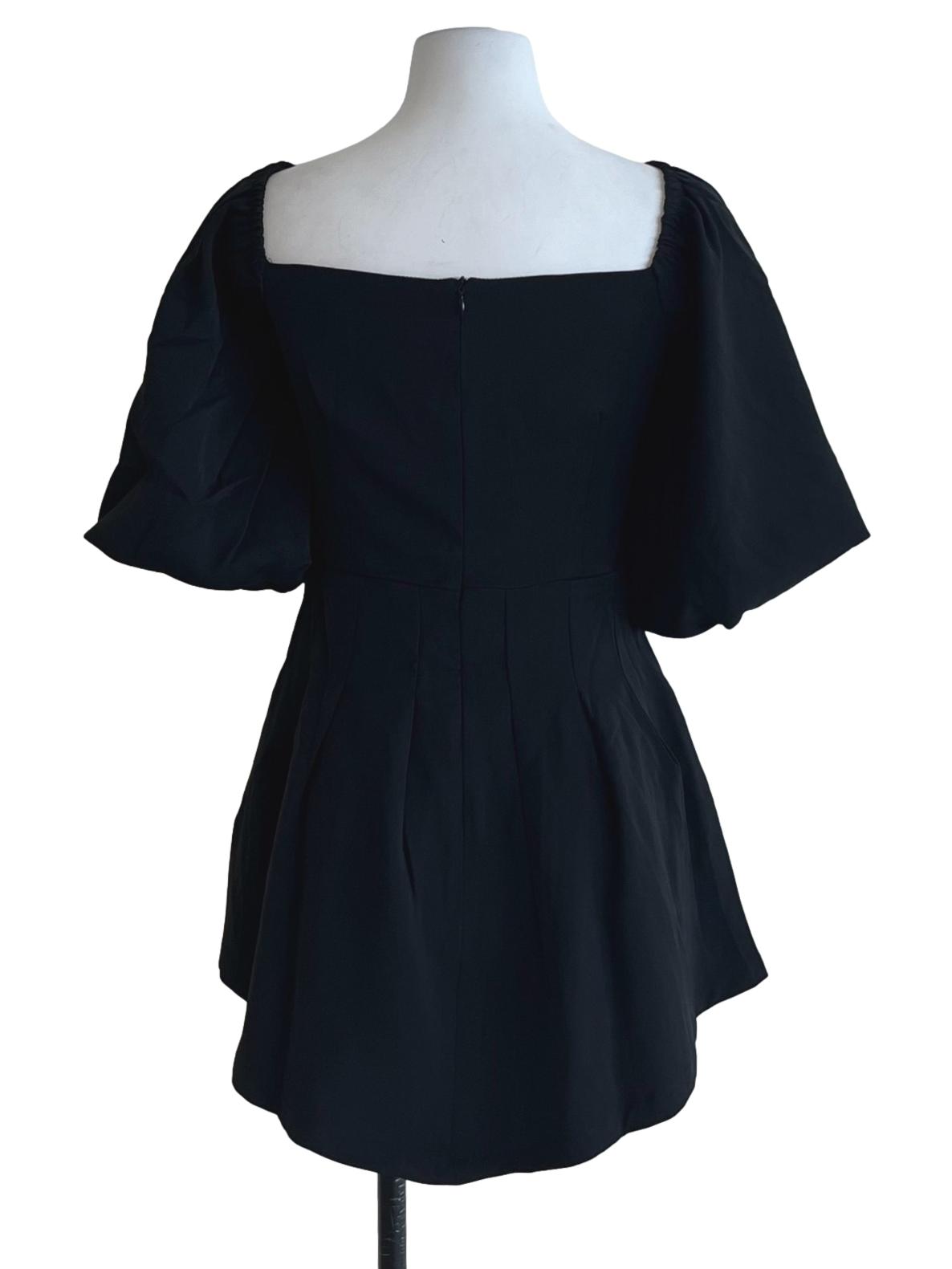 Black Square Neckline Empire Dress