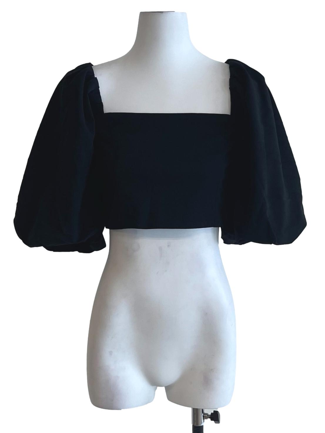 Black Square Neckline Blouse