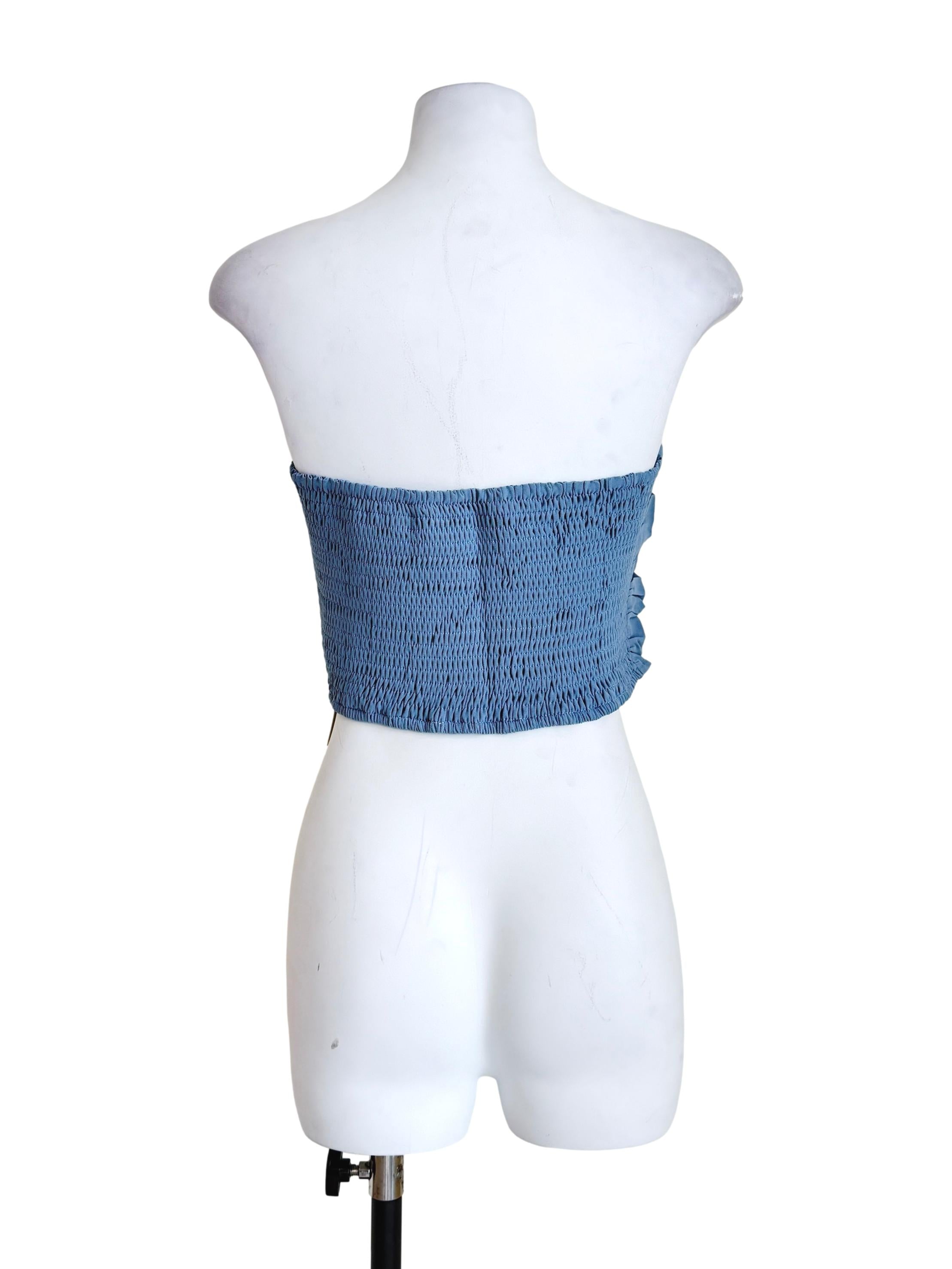 Blue Ellena Ruched Tube Top TTR