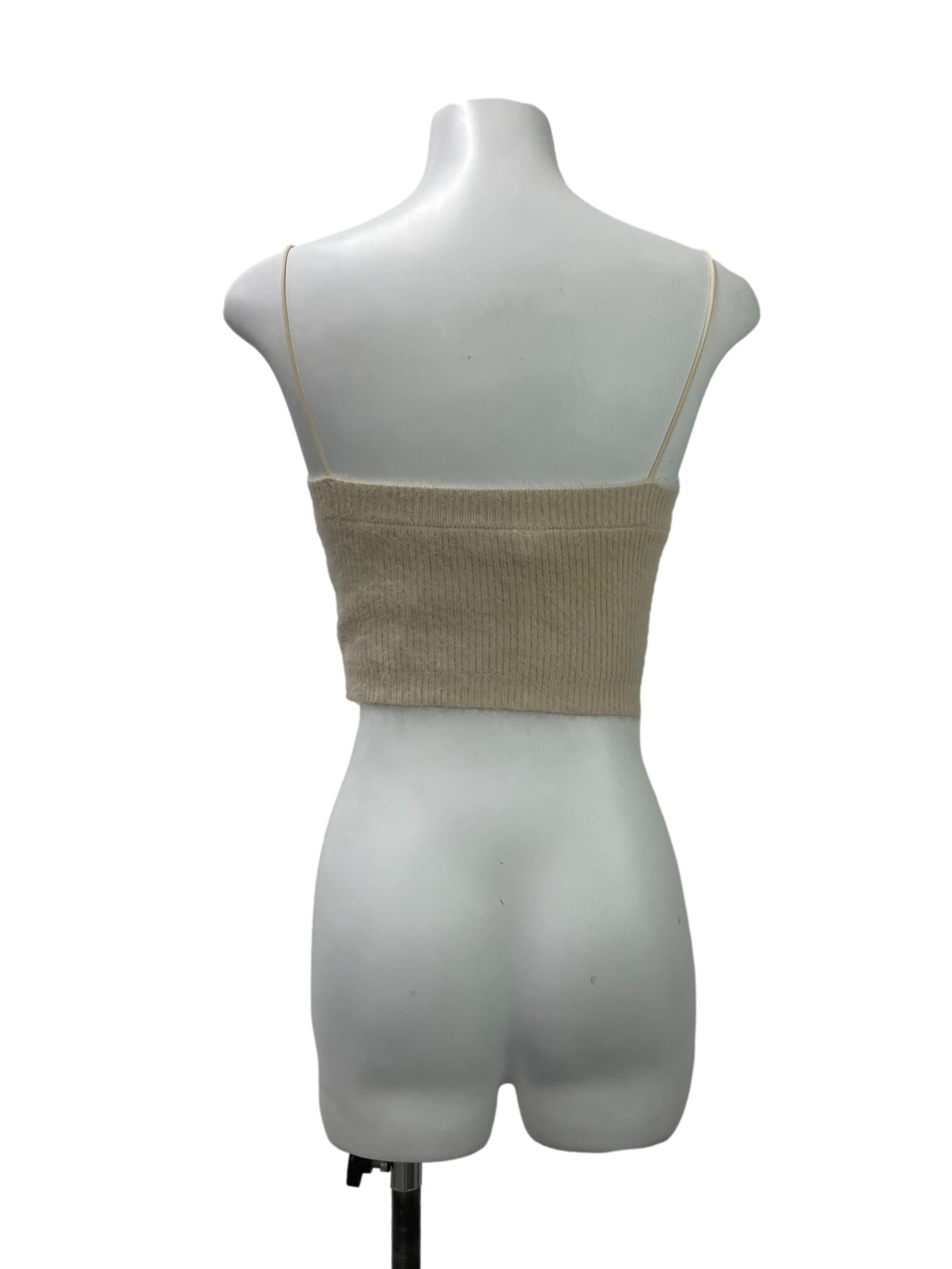 Beige Furry Cami Crop Top