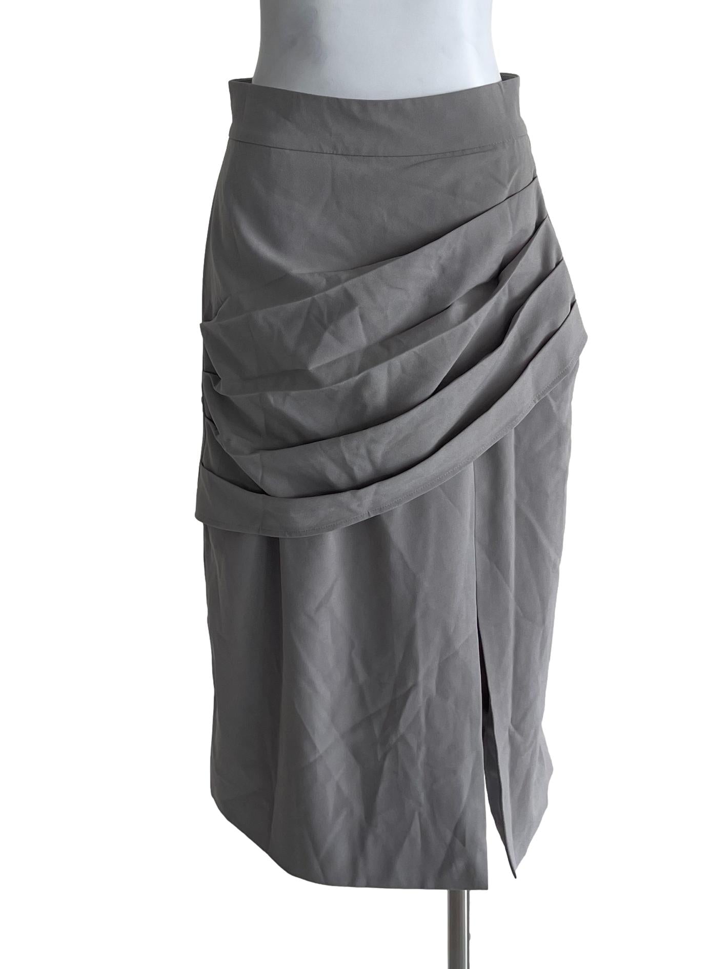 Light Grey Curtain Pencil Skirt