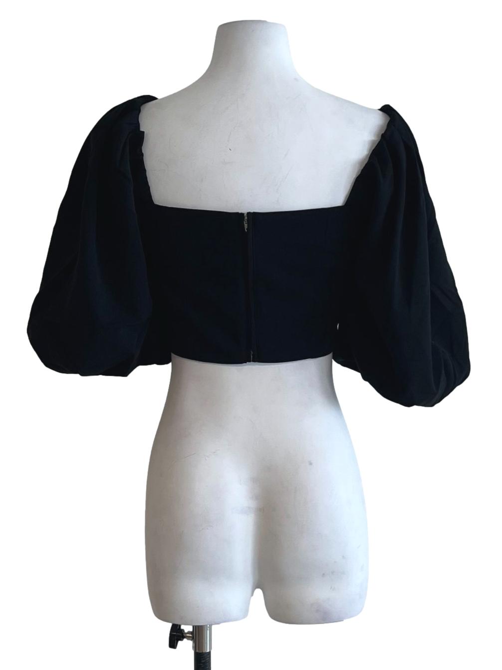 Black Square Neckline Blouse