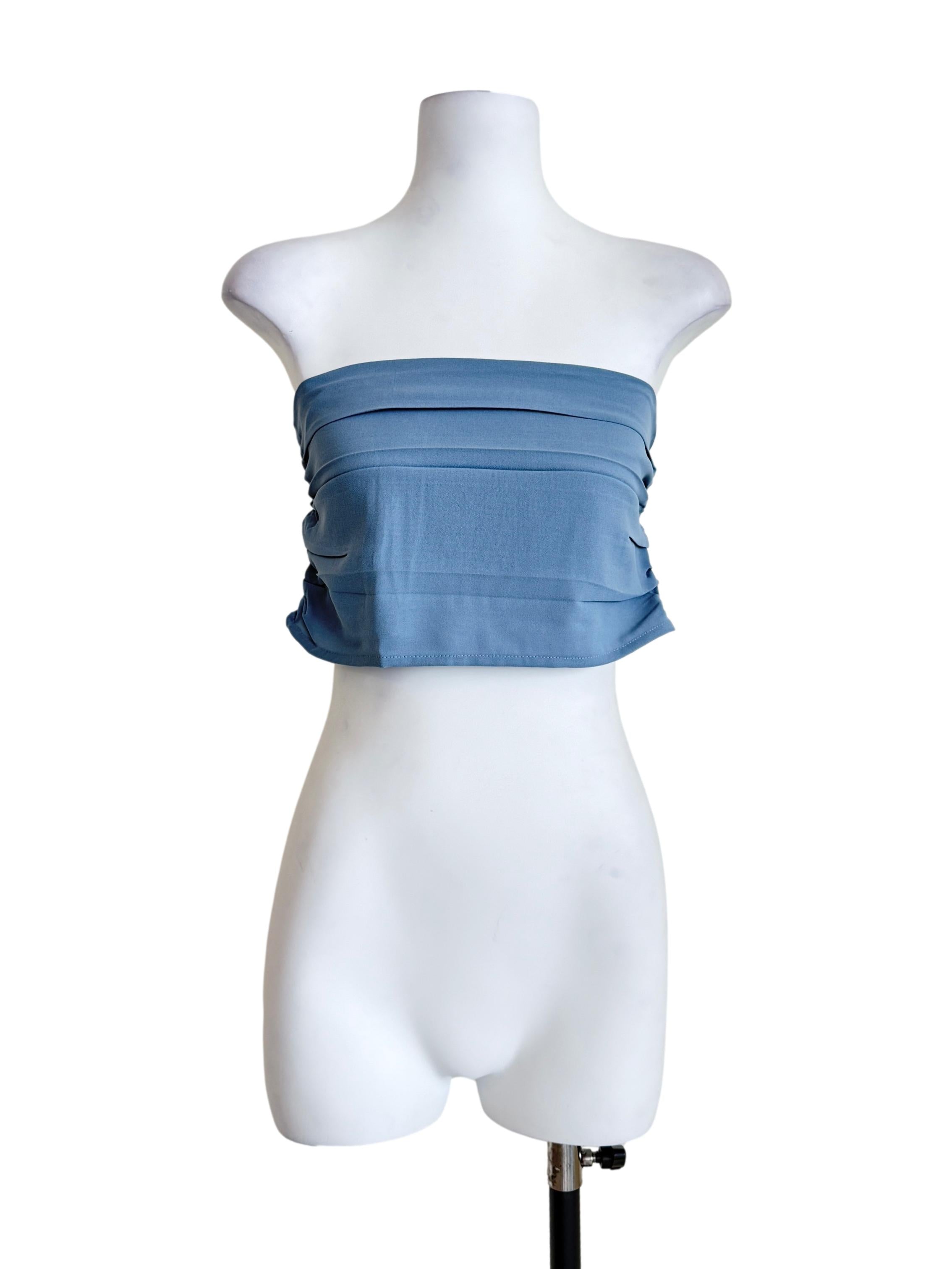 Blue Ines Ruched Tube Padded Top TTR