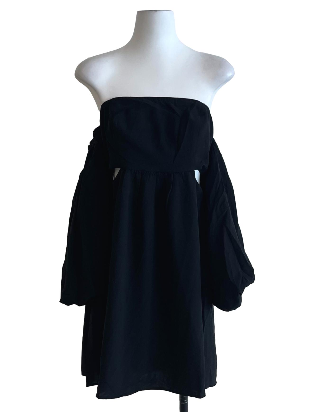 Black  Square Neckline Empire Dress