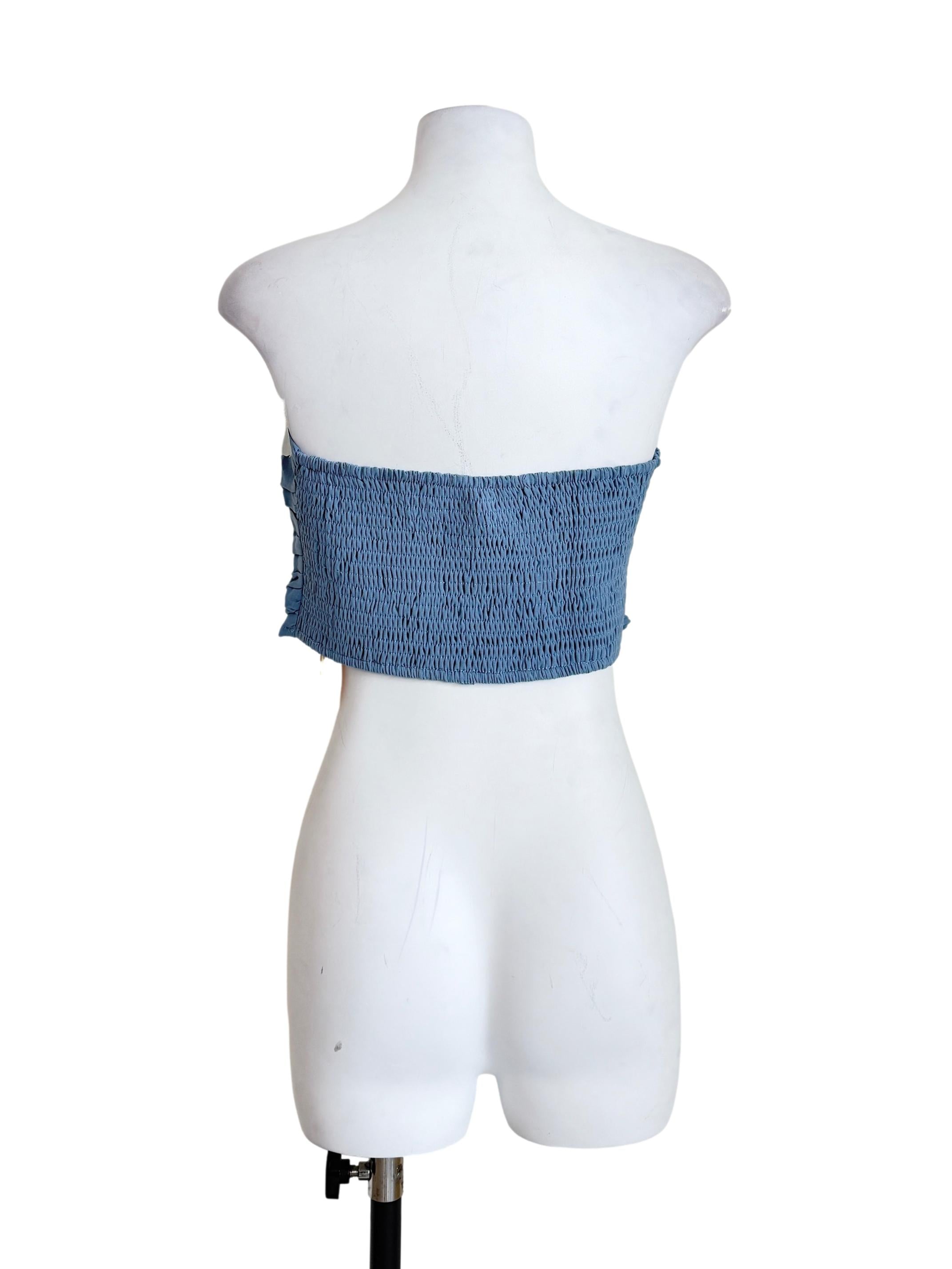 Blue Ines Ruched Tube Padded Top TTR