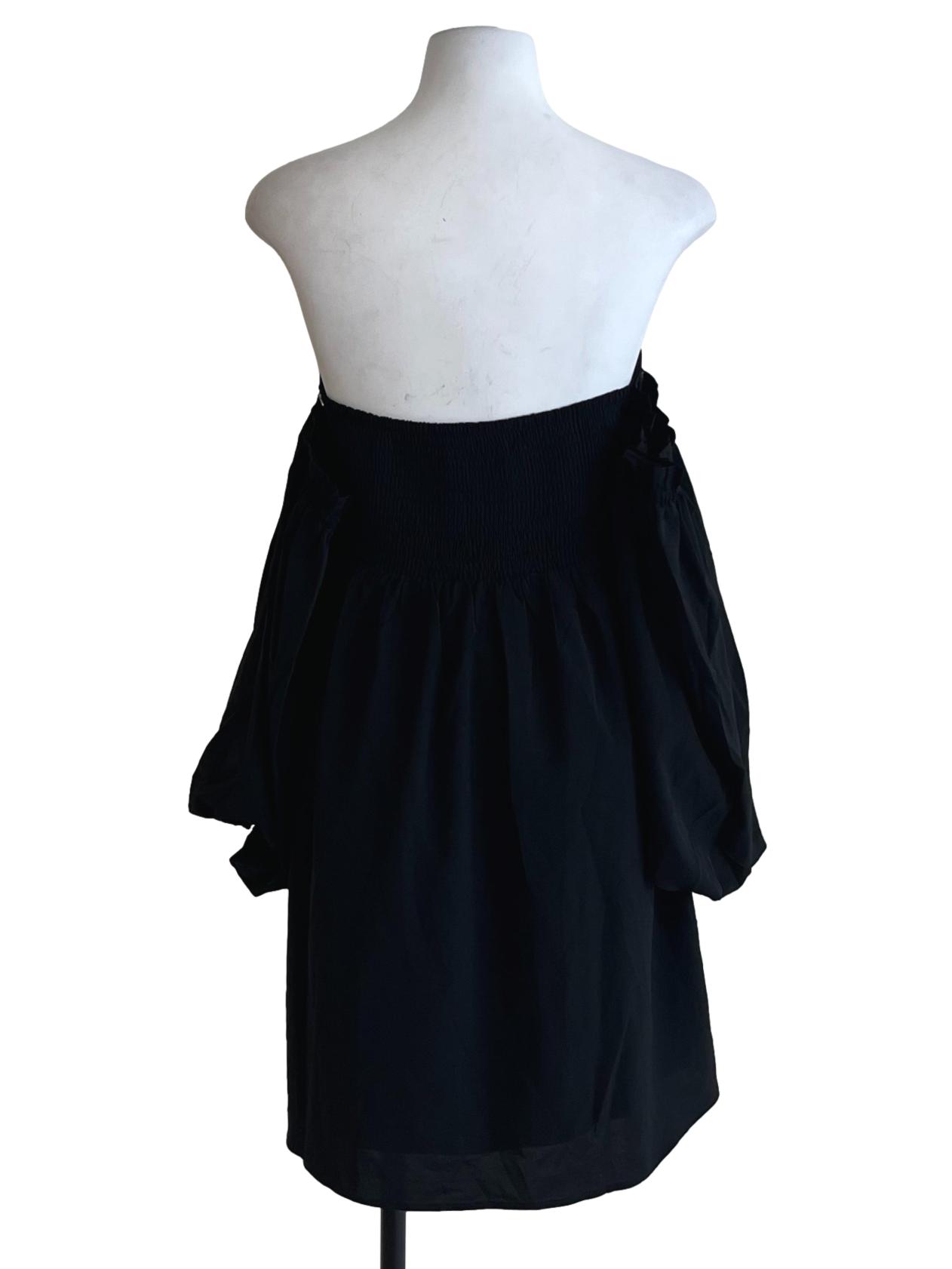 Black  Square Neckline Empire Dress