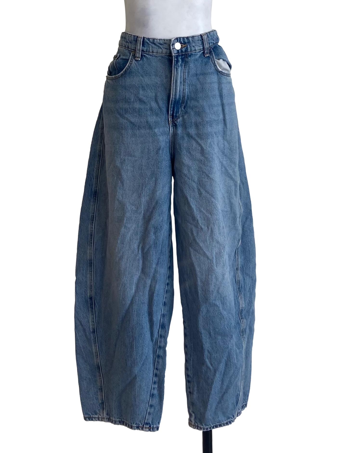 Blue Twill Baggy Straight Jeans