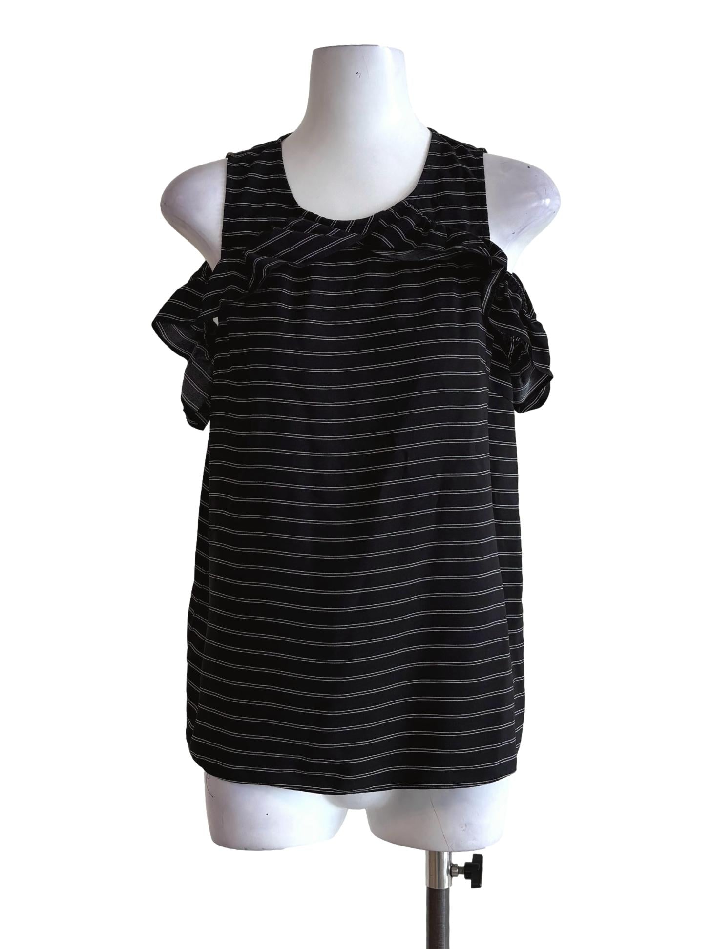 Black White Stripes Sleeveless Top
