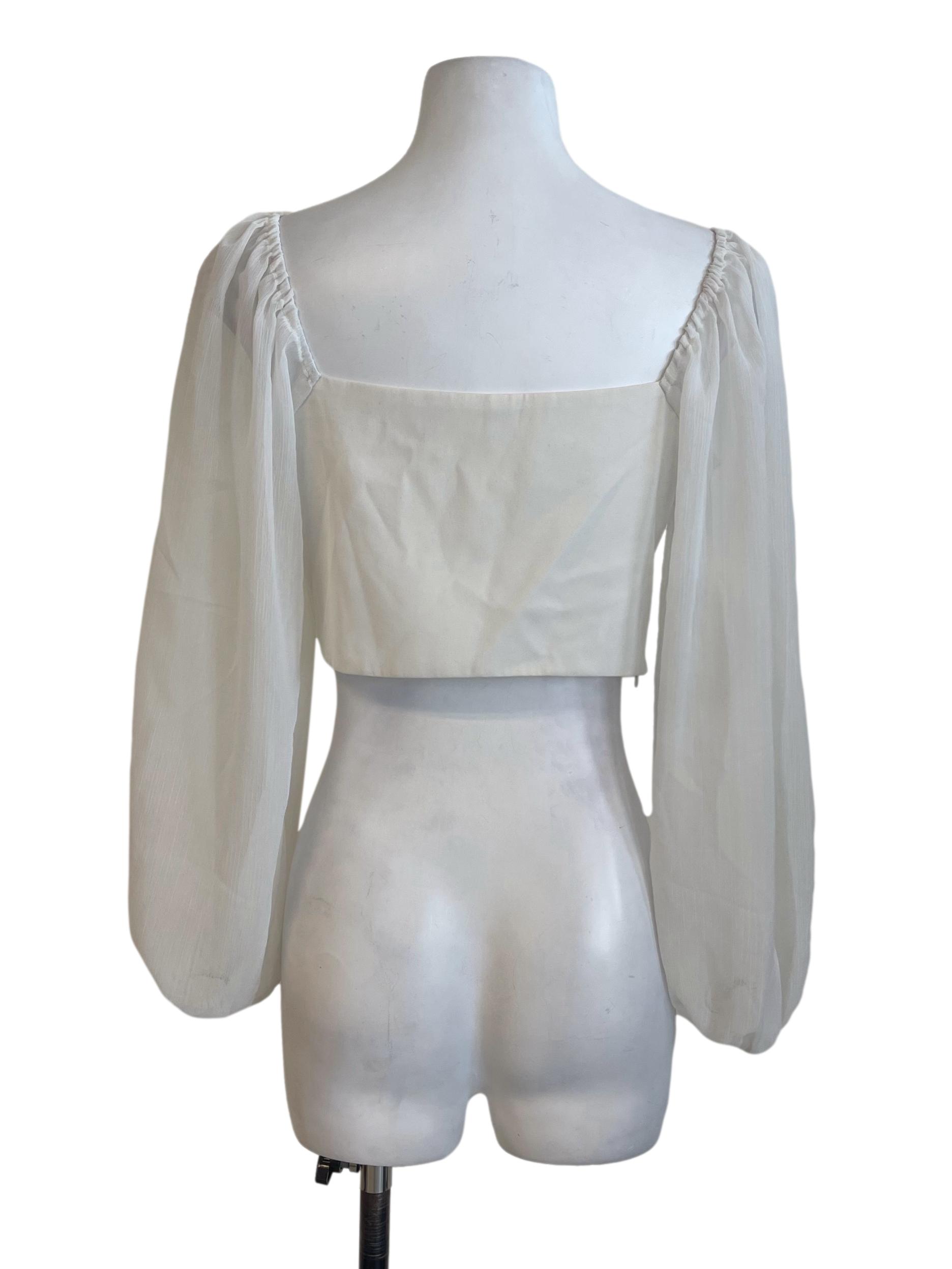 Off White Sheer Sleeves Top