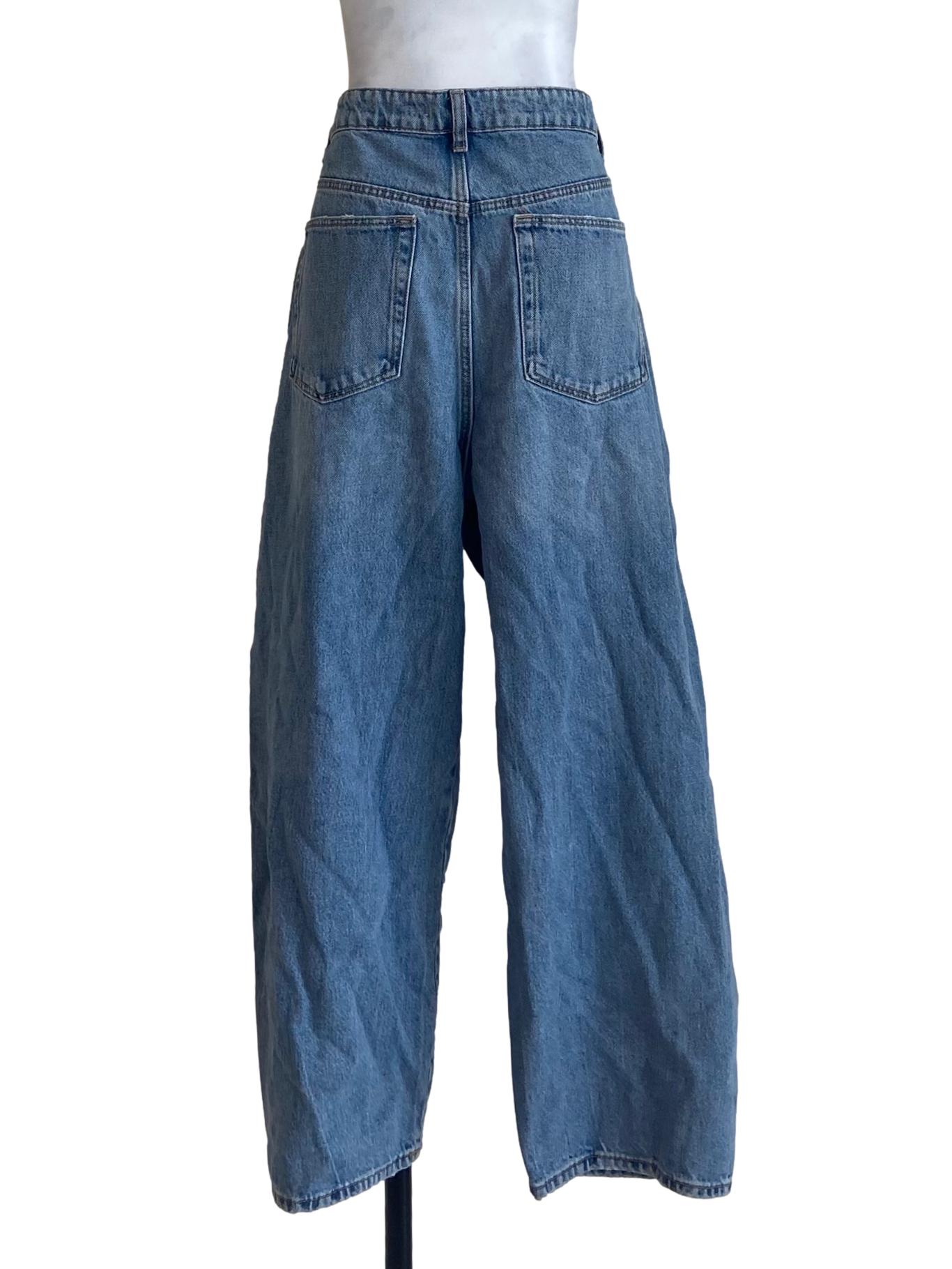 Blue Twill Baggy Straight Jeans