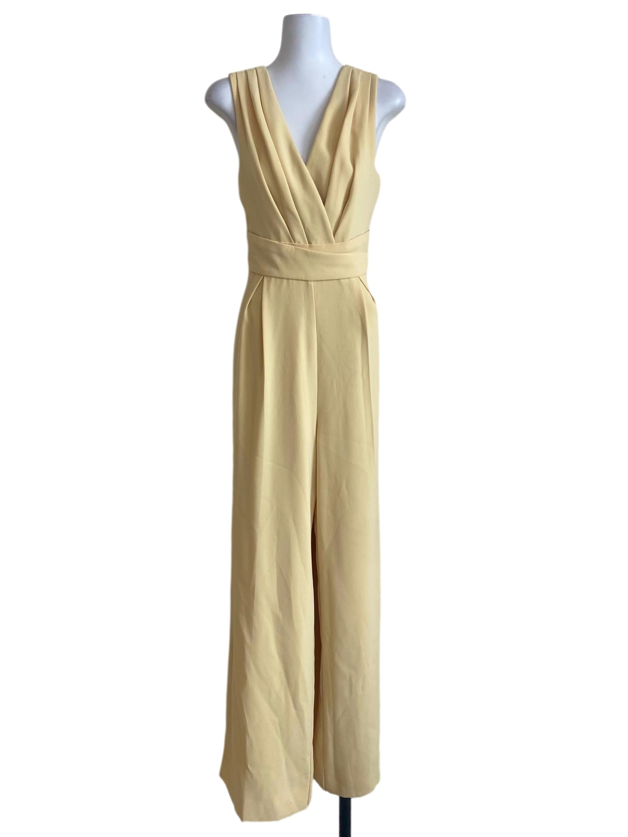 Yellow Sleeveless Empire Jumpsuit