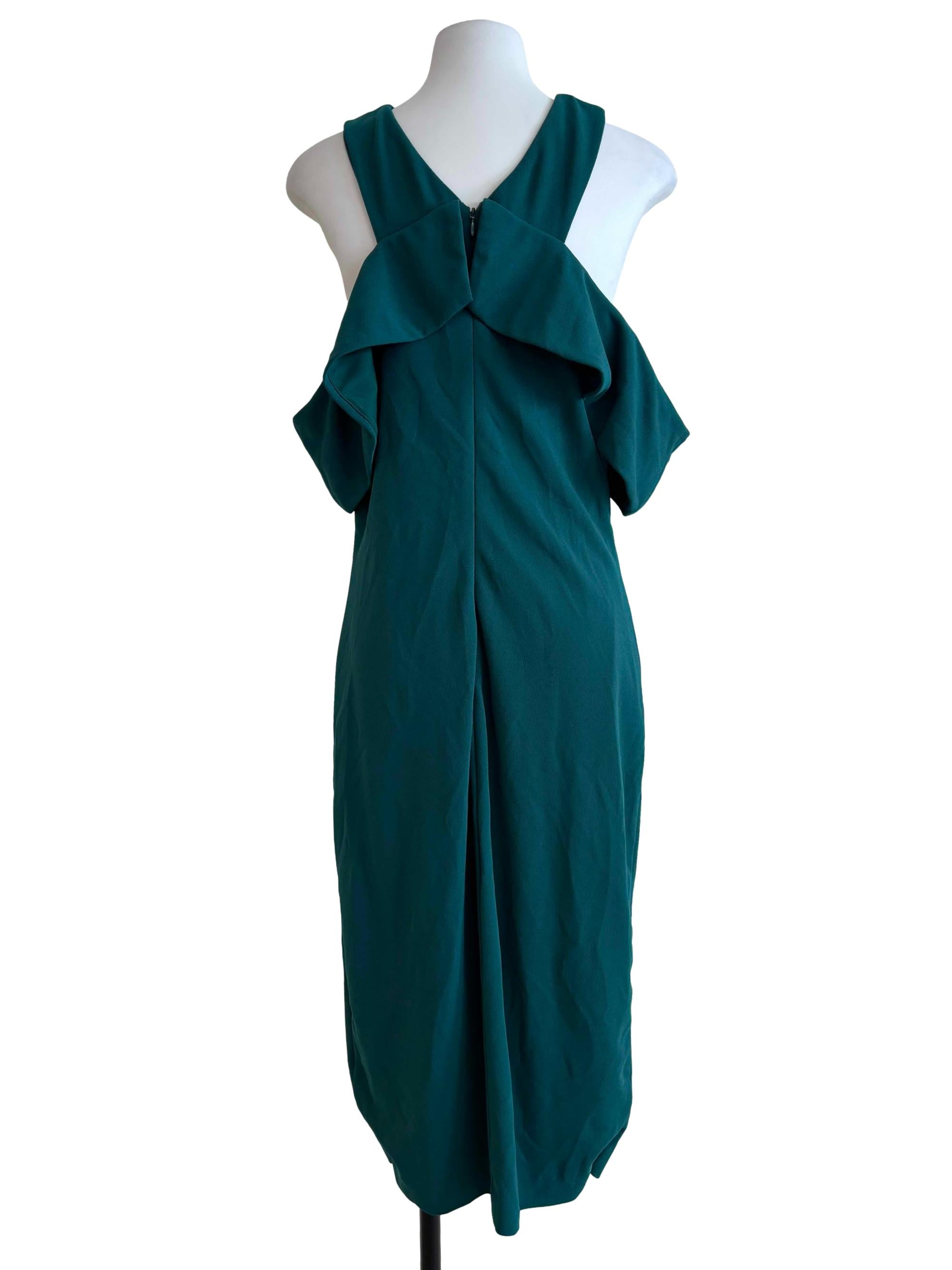 Emerald Green Cross Neck Pencil Dress