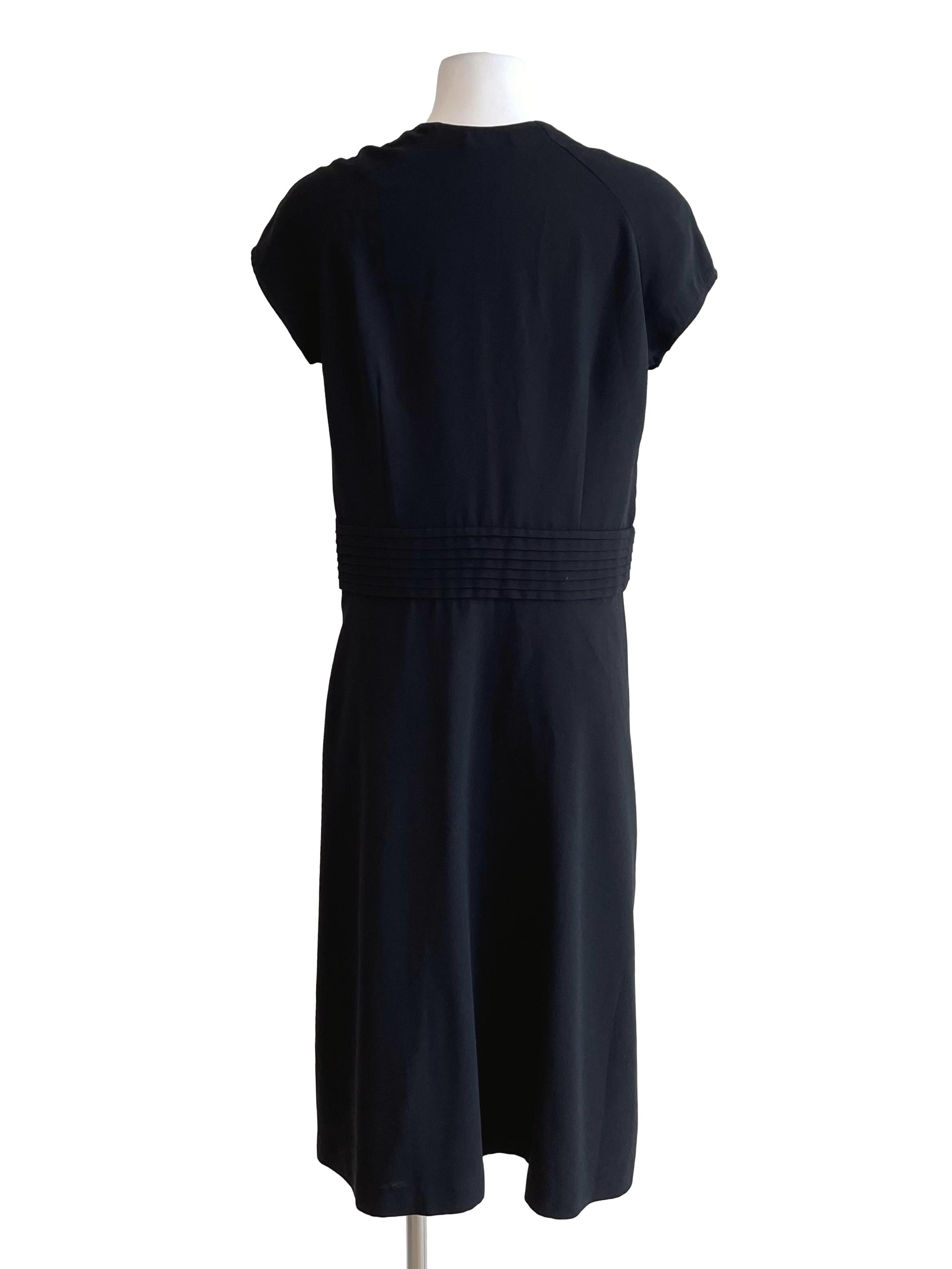 Black Queen Anne Pleated Dress